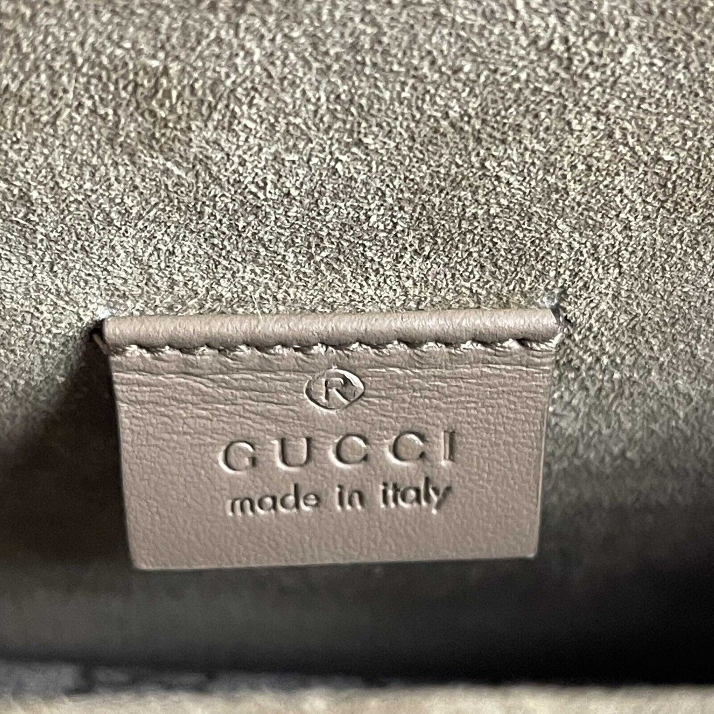 Gucci NWOT GG Supreme Monogram Suede Crystal Small Dionysus Brown Handbag