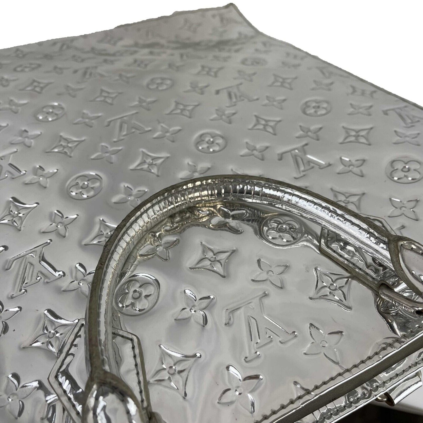 Louis Vuitton Monogram Miroir Sac Plat Silver Patent Tote Bag RARE