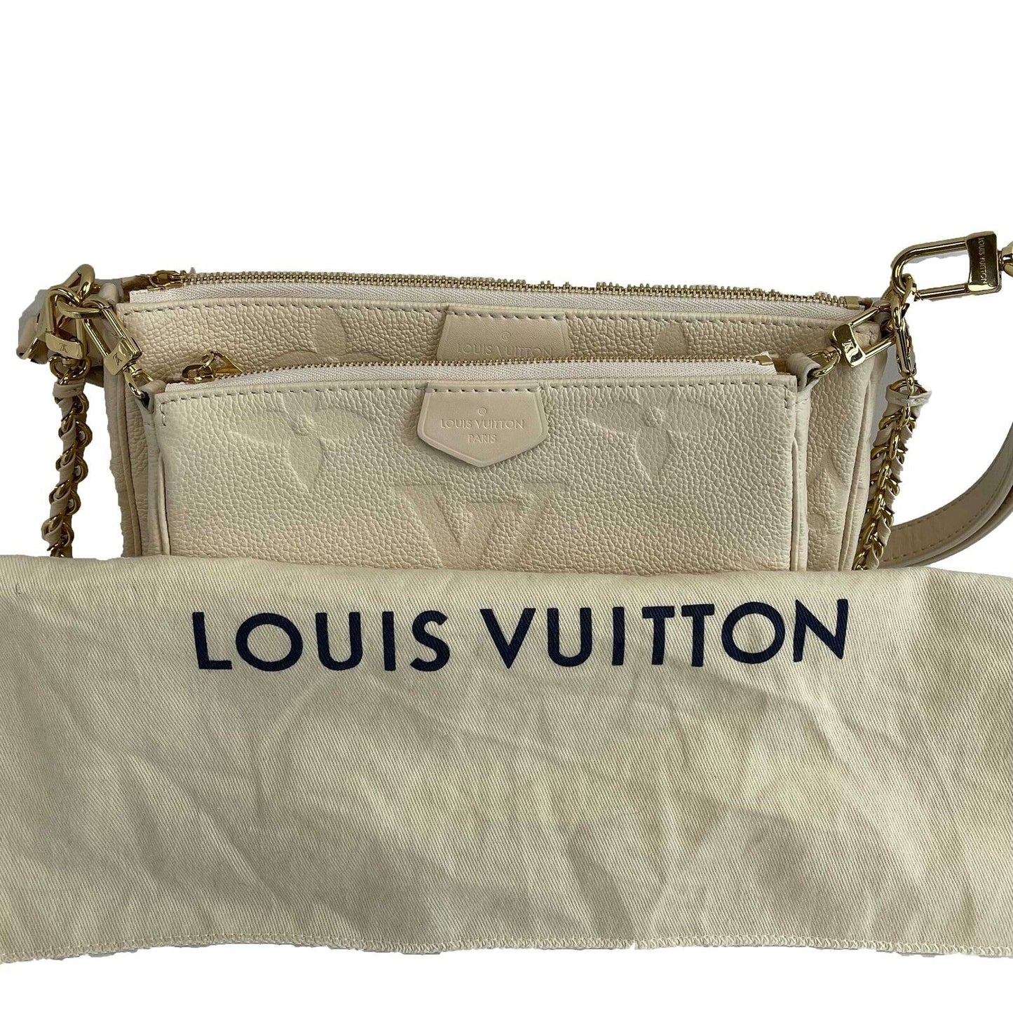 Louis Vuitton - NEW Cream Giant Monogram Empreinte Multi Pochette Accessories
