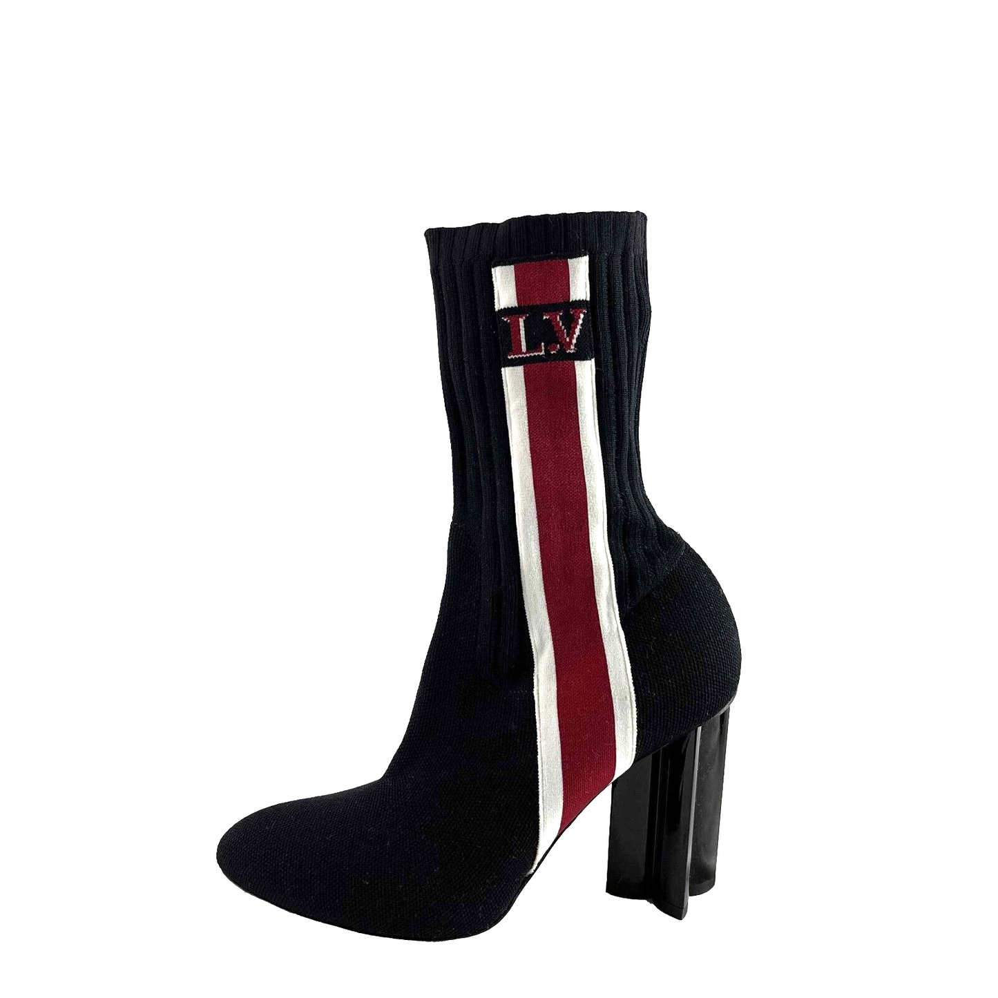 Louis Vuitton Stretch Fabric Silhouette Stripe Ankle Boots Black 36.5 US 6 Shoes
