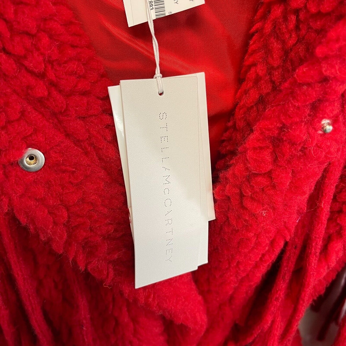 Stella McCartney New with Tags 2022/23 FW Runway Teddy Red Fringe Coat 34 US 0