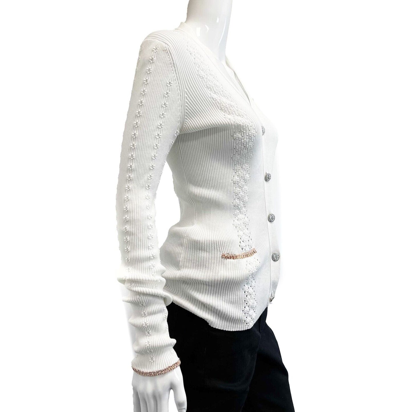 Chanel Chanel 17C White Cardigan Sweater Knitwear White 36 Top US 4
