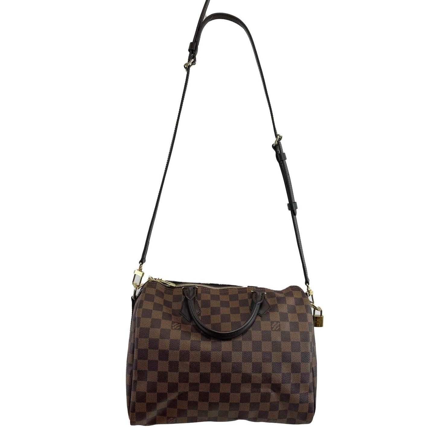 Louis Vuitton Excellent Damier Ebene Speedy Bandouliere 30 Brown Handbag