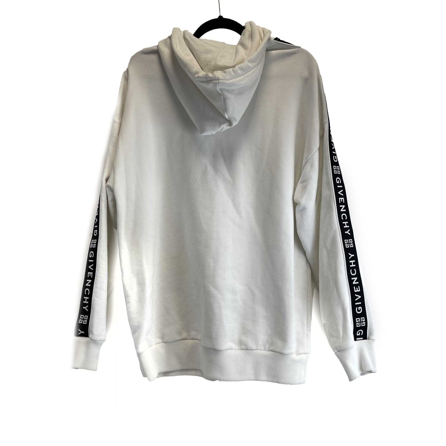 GIVENCHY - White Logo Tape - White / Black Hoodie - Size S