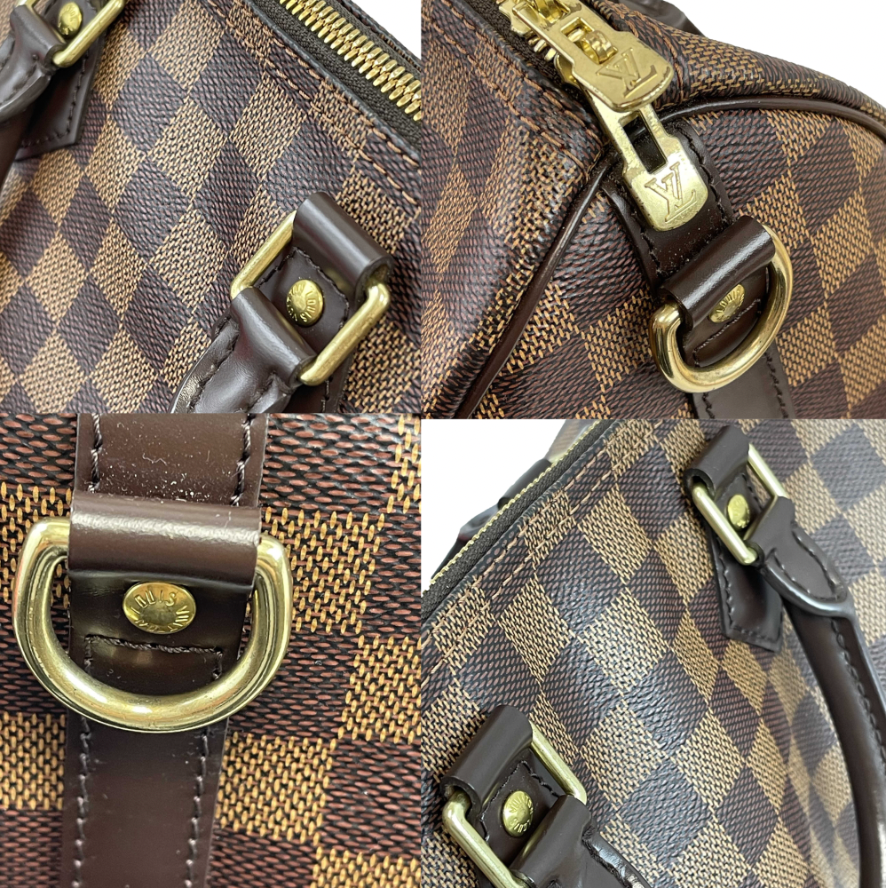 Louis Vuitton Speedy Bandoulier 25 Red Interior Damier Ebene Crossbody Brown