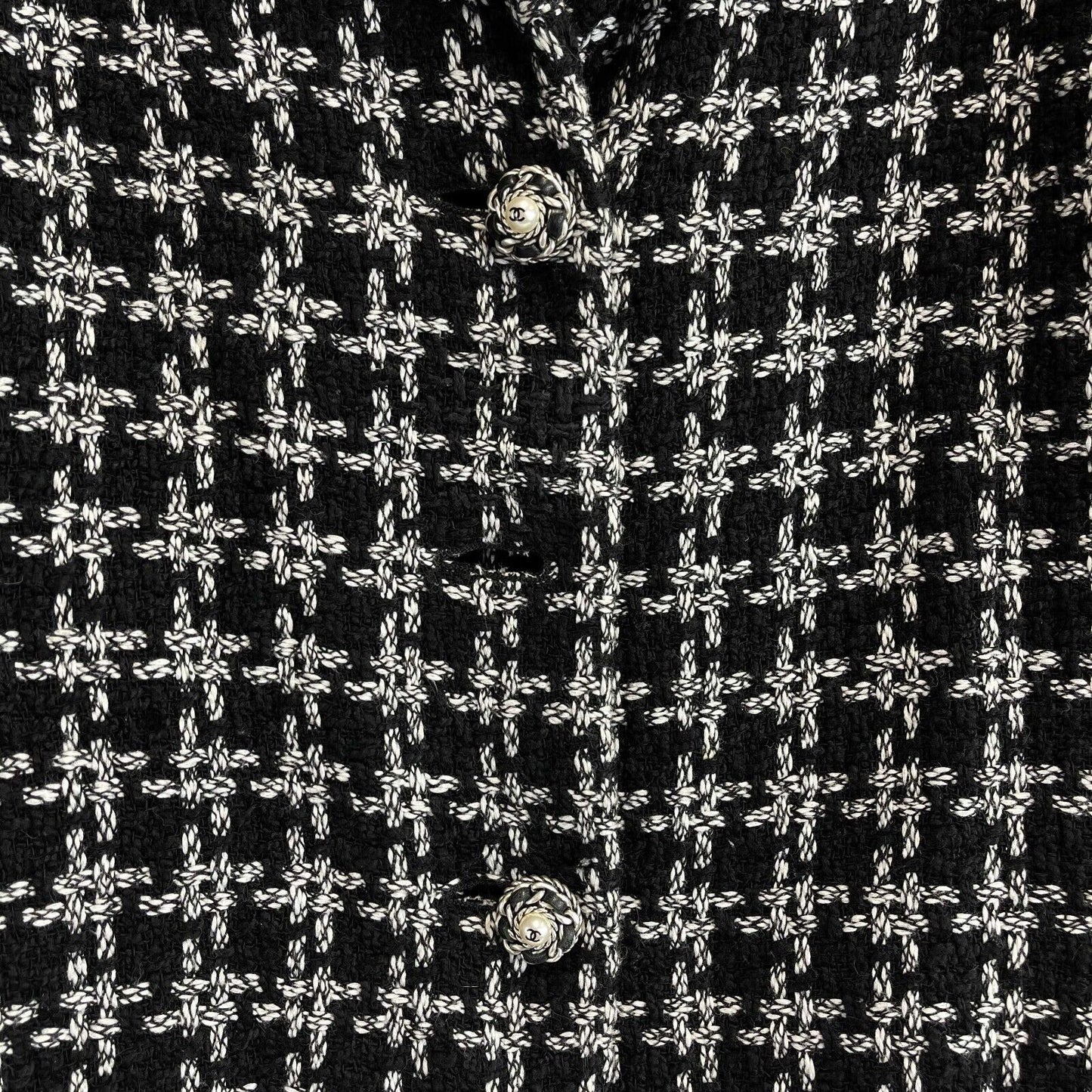 CHANEL - Black White Tweed CC Gripoix Button Jacket Size 44 US 12