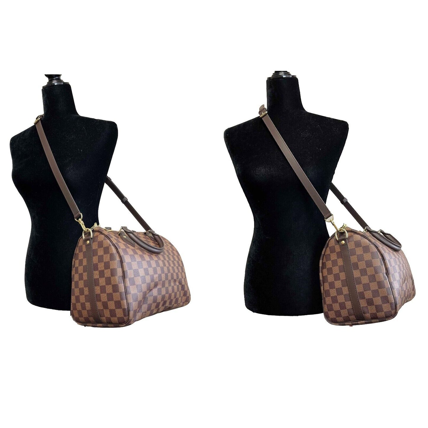 Louis Vuitton Excellent Damier Ebene Speedy Bandouliere 30 Brown Handbag