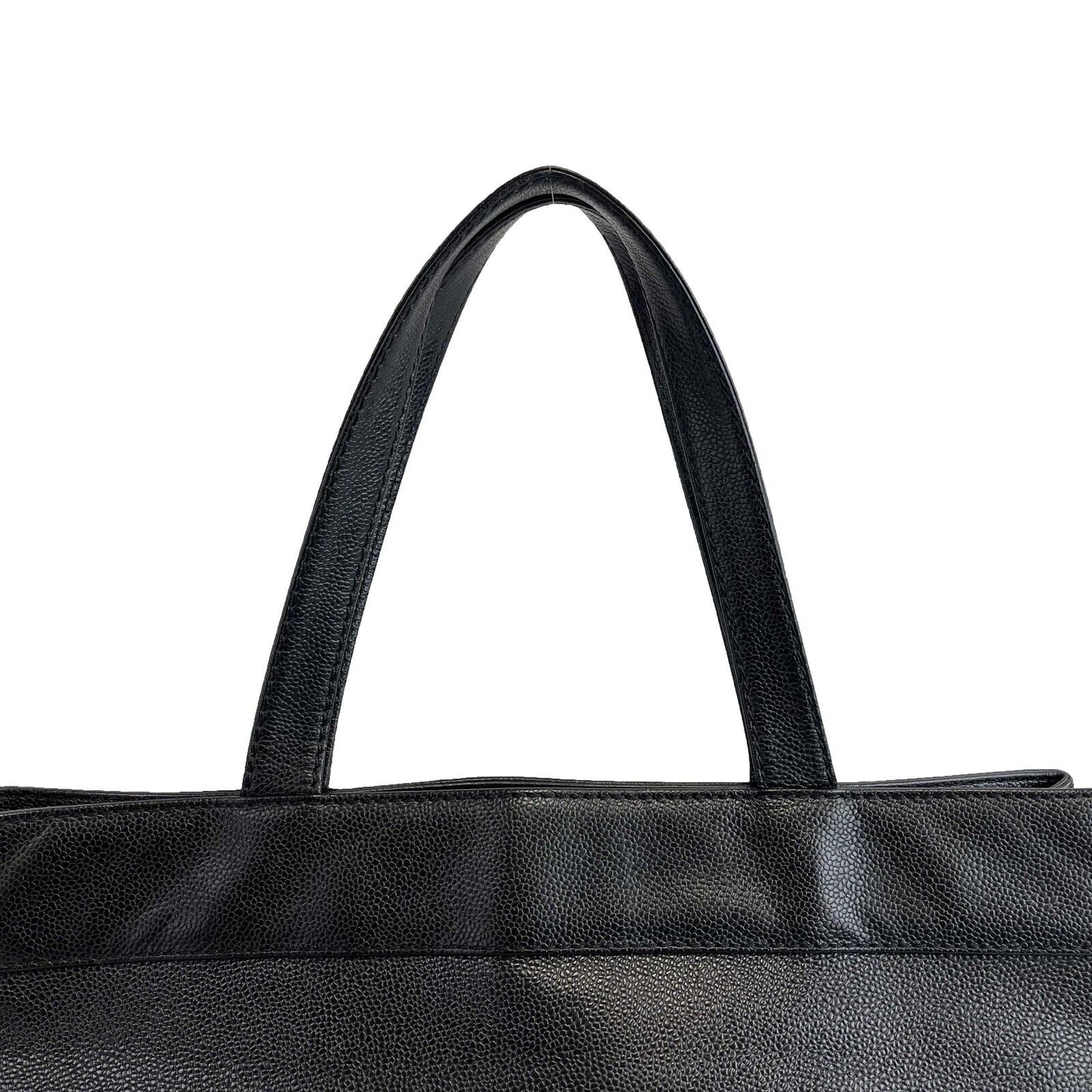 CHANEL - Vintage CC Open Caviar Leather Black Large Tote