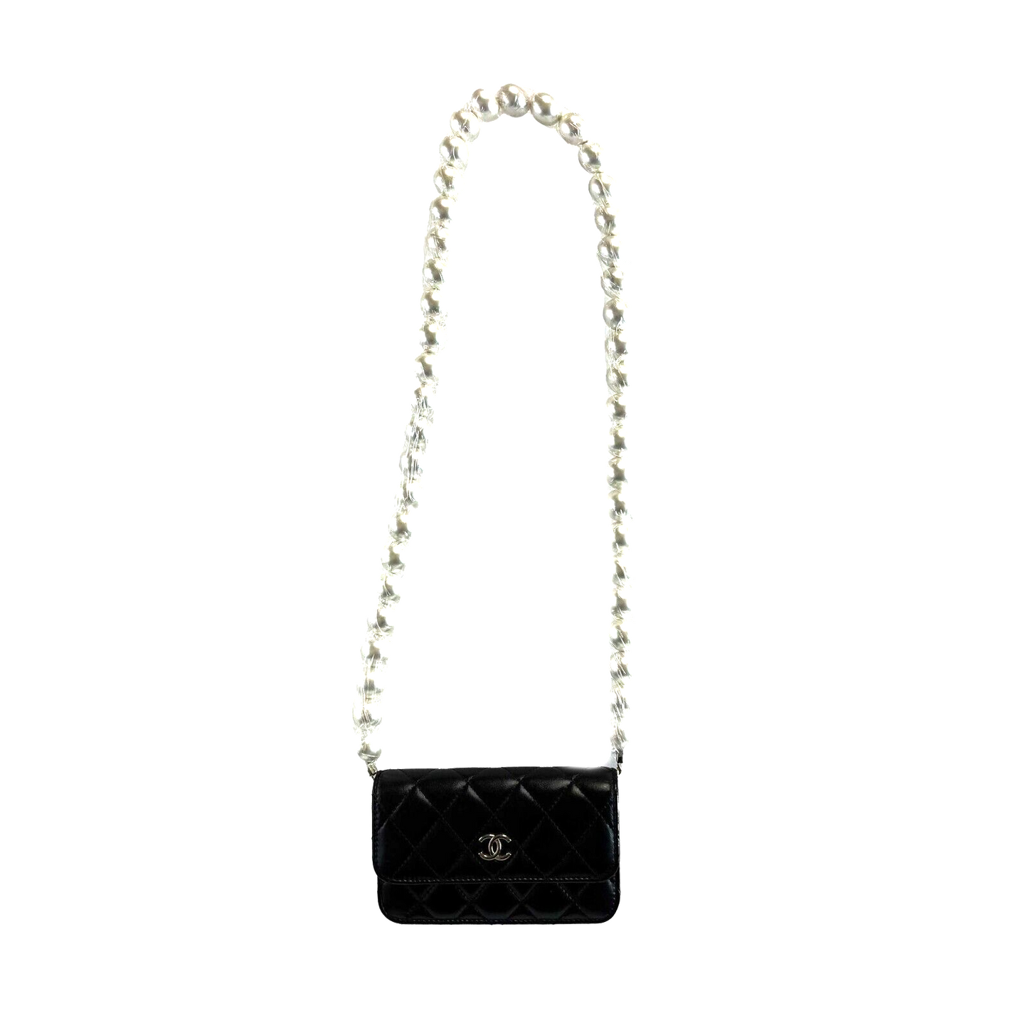 Chanel NEW Wallet on Chain Mini Black Giant Pearls Clutch Black Crossbody