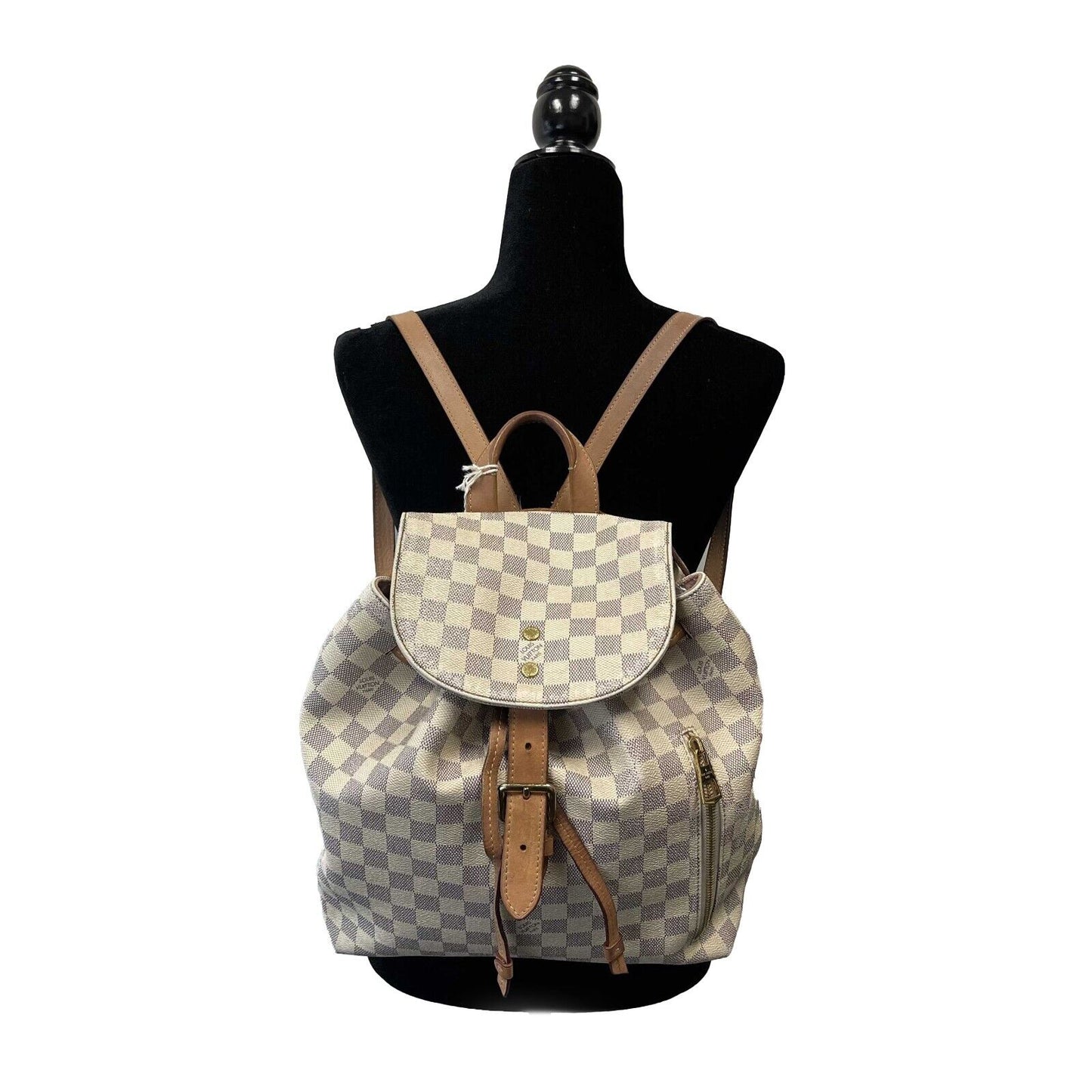 Louis Vuitton - Damier Azur Sperone Backpack - Cream / Blue Top Handle