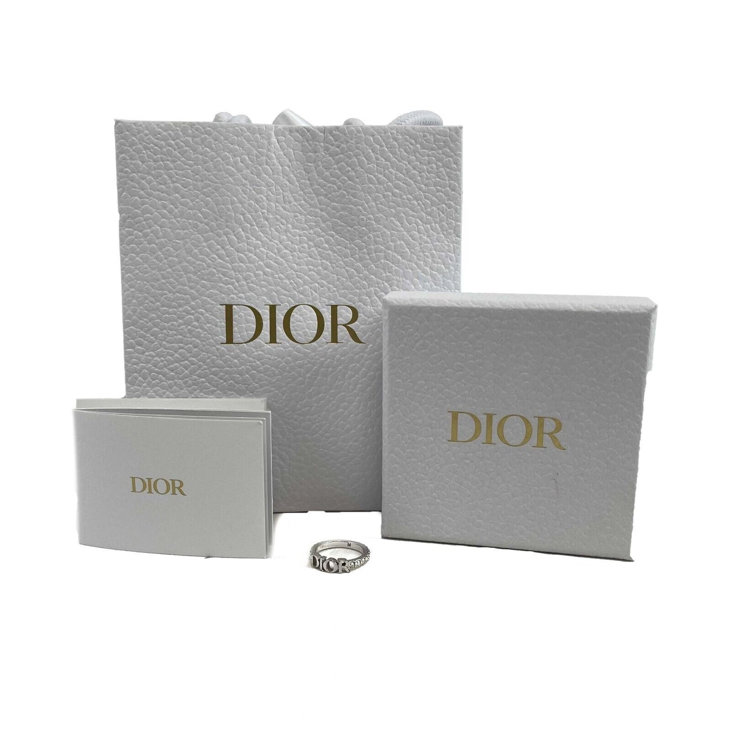 Christian Dior Dio(r)evolution Silver Finish Metal White Crystal Ring Size M 6