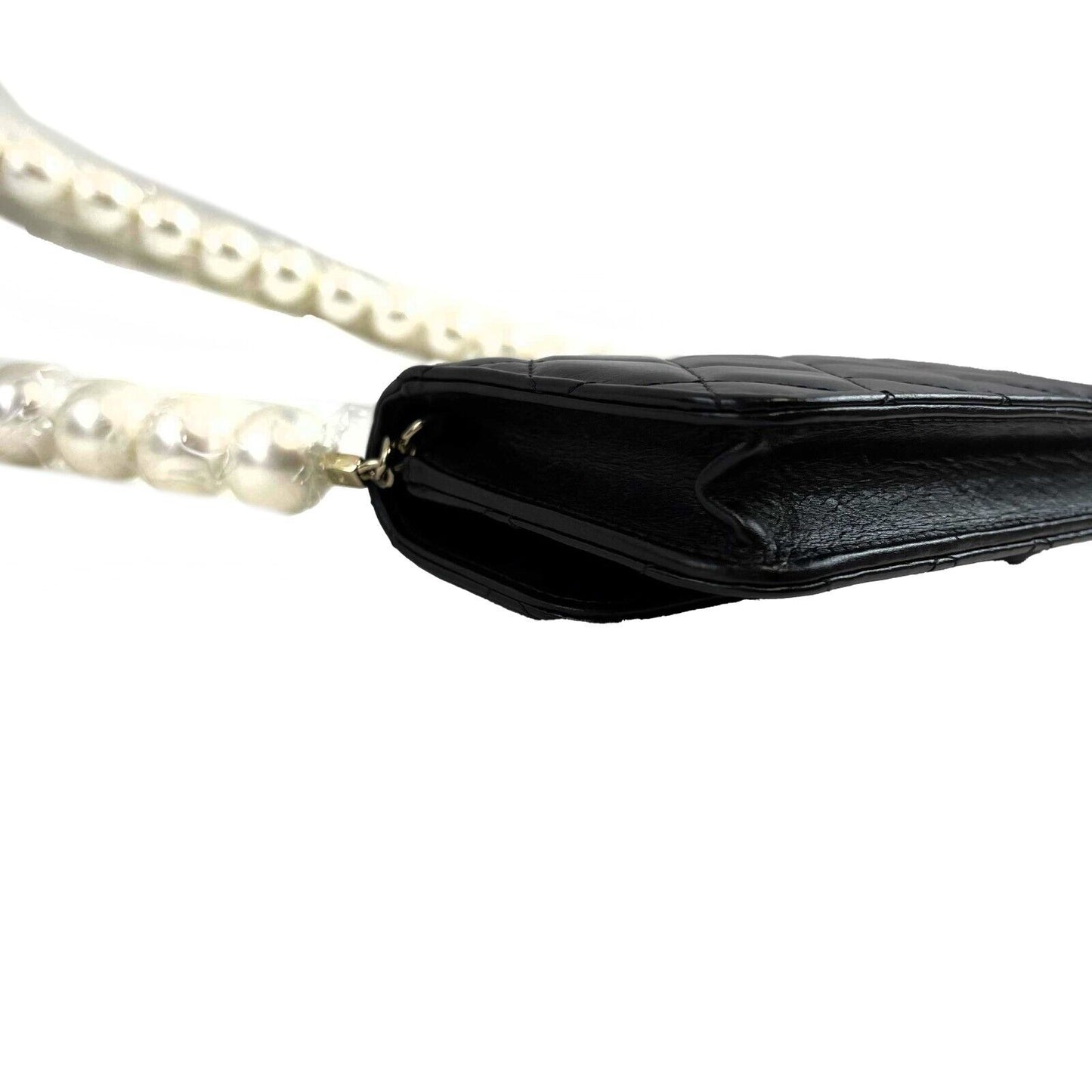 Chanel NEW Wallet on Chain Mini Black Giant Pearls Clutch Black Crossbody