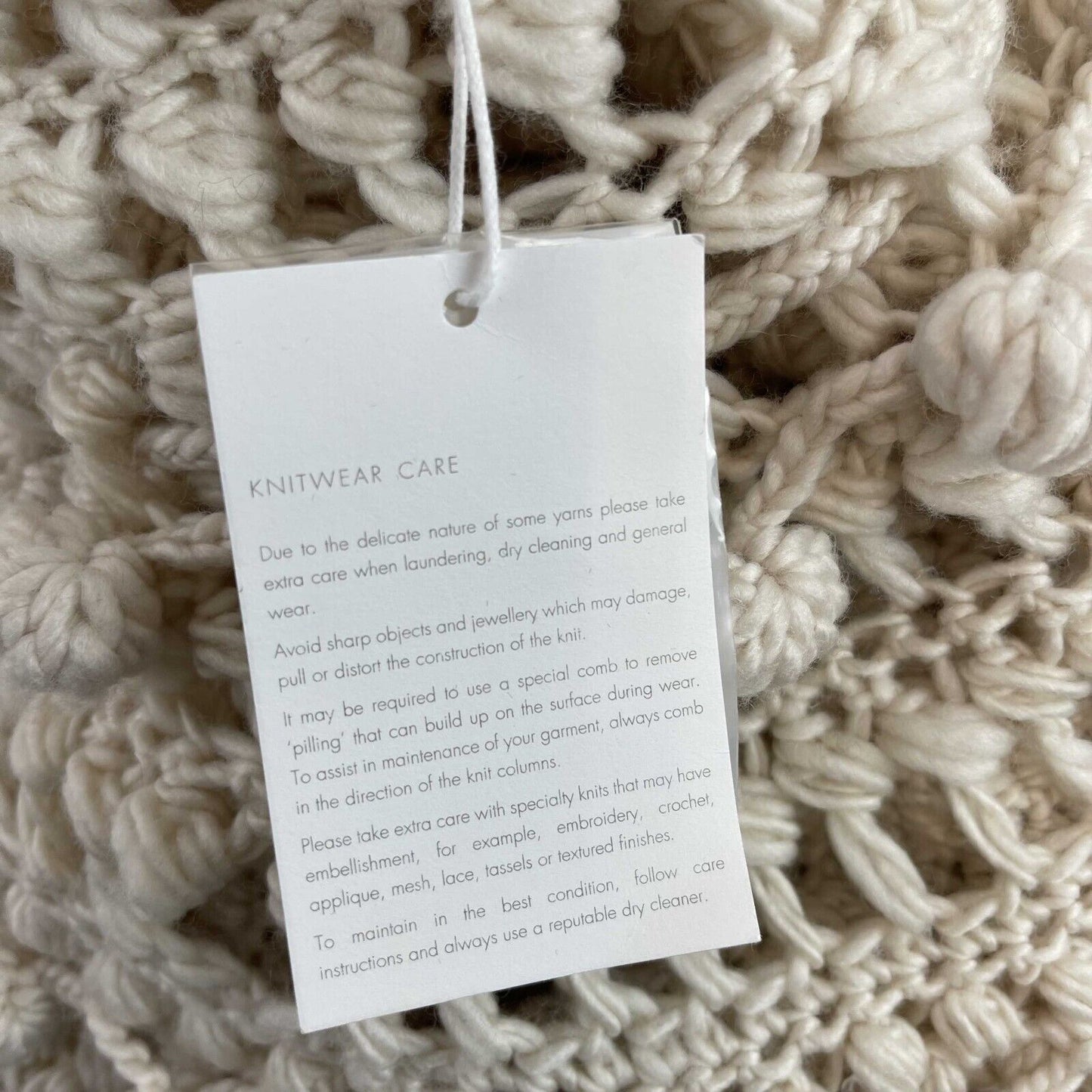 Zimmermann NEW 2022/23 FW pompon hand knit Crocheted poncho cape O/S Cream