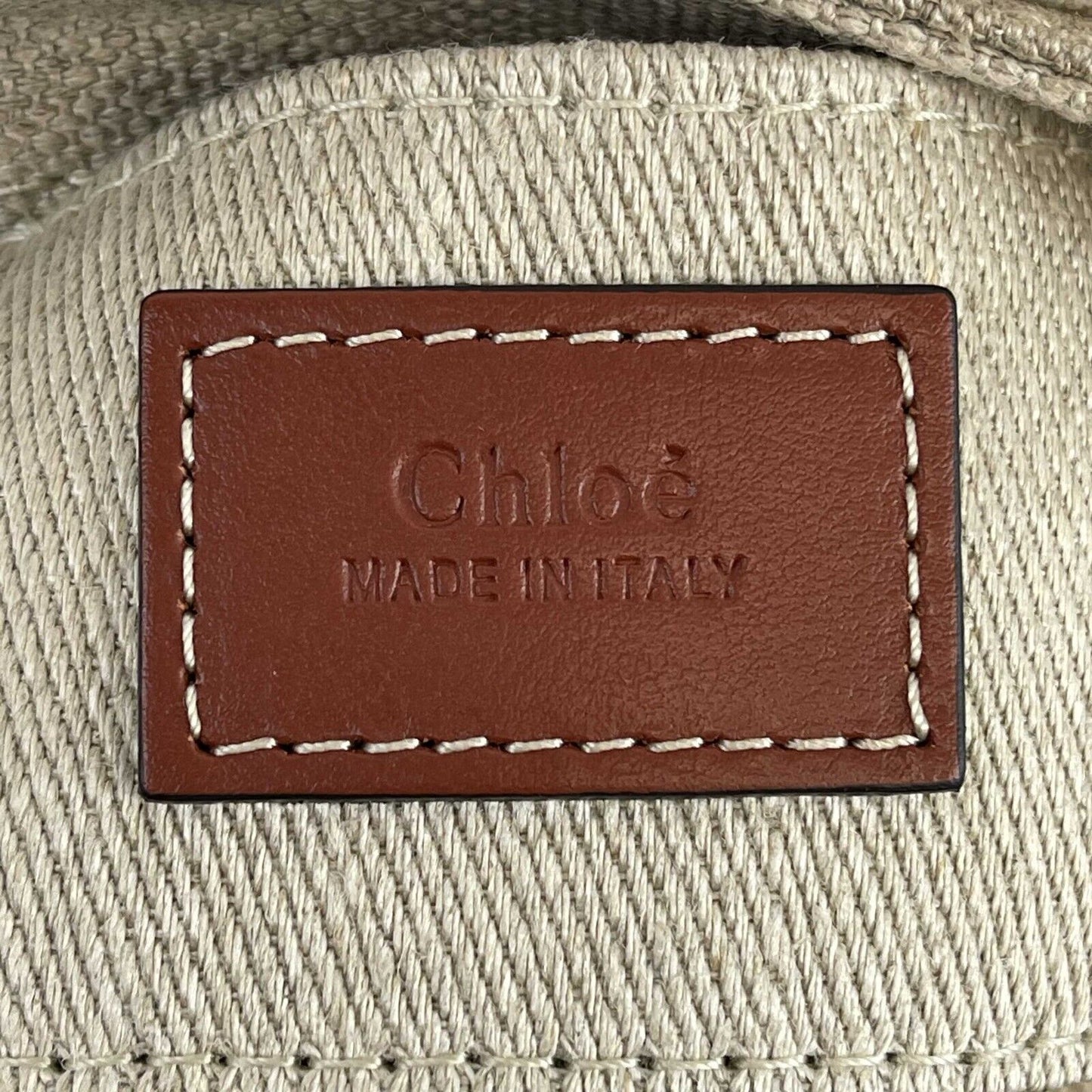 Chloe - Woody Nano Tote White Brown - Top Handle w/ Shoulder Strap