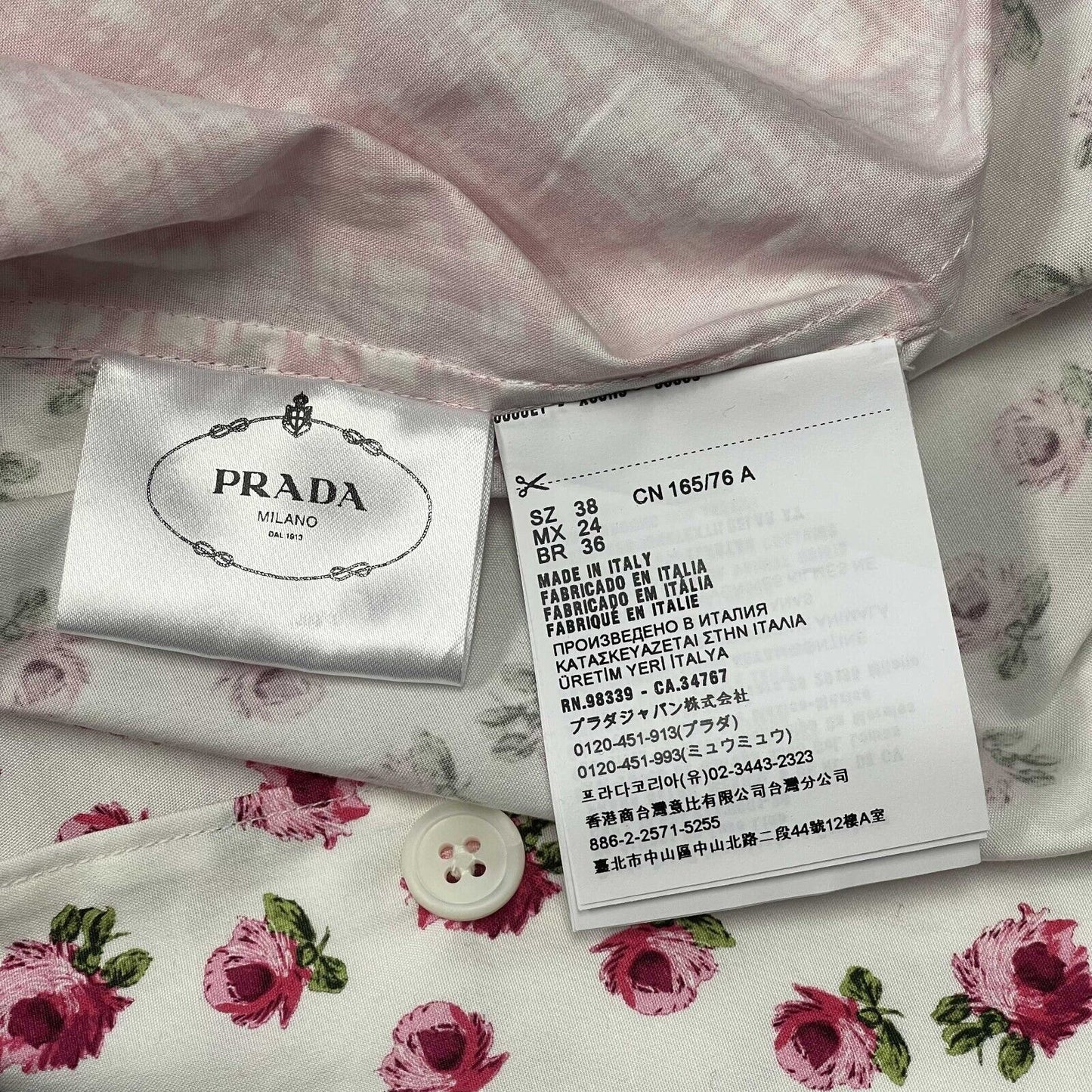 Prada Double Match poplin Button up shirt Rose Plaid 38 US 2 Excellent