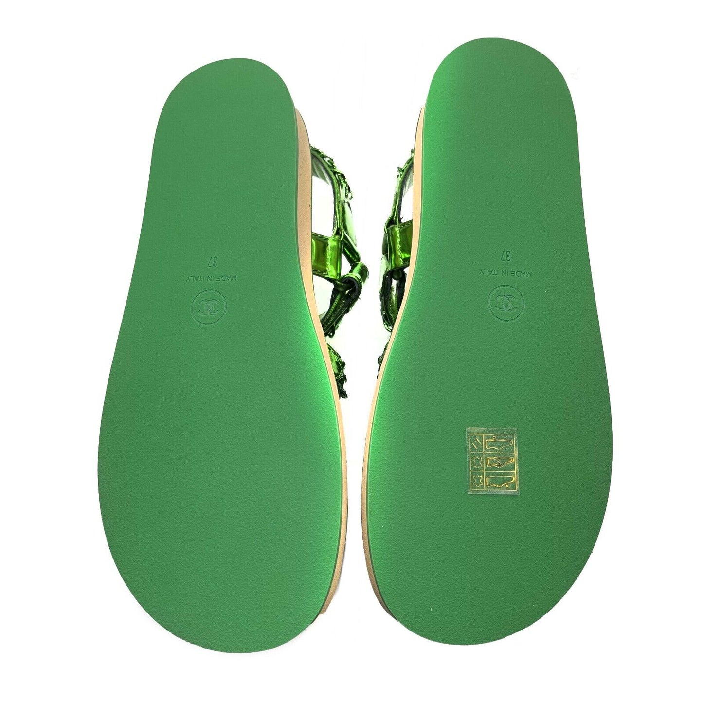 Chanel New w/ Tags 22S NIB Metallic Green Dad Sandals 37 Green US 7 Cgaub
