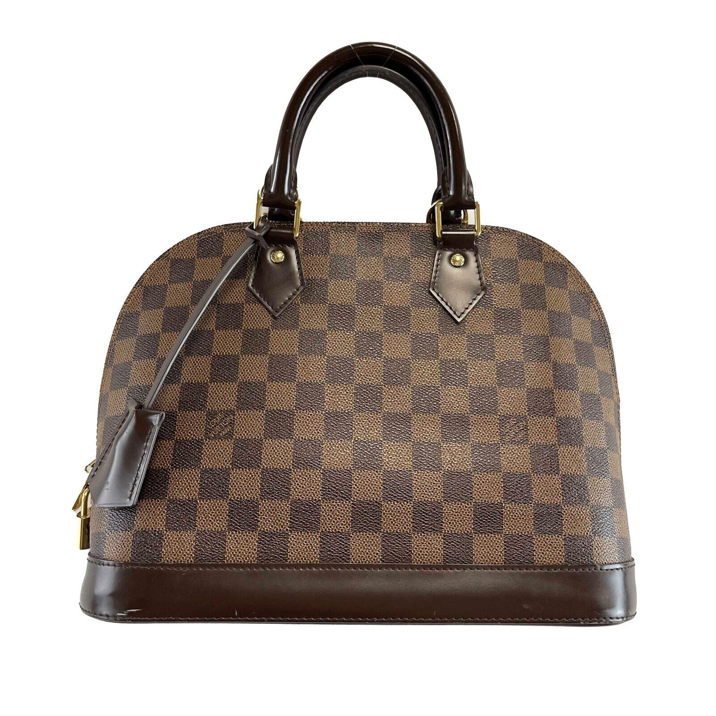 Louis Vuitton Alma Handbag Damier Ebene PM Brown W/ Lock & Keys