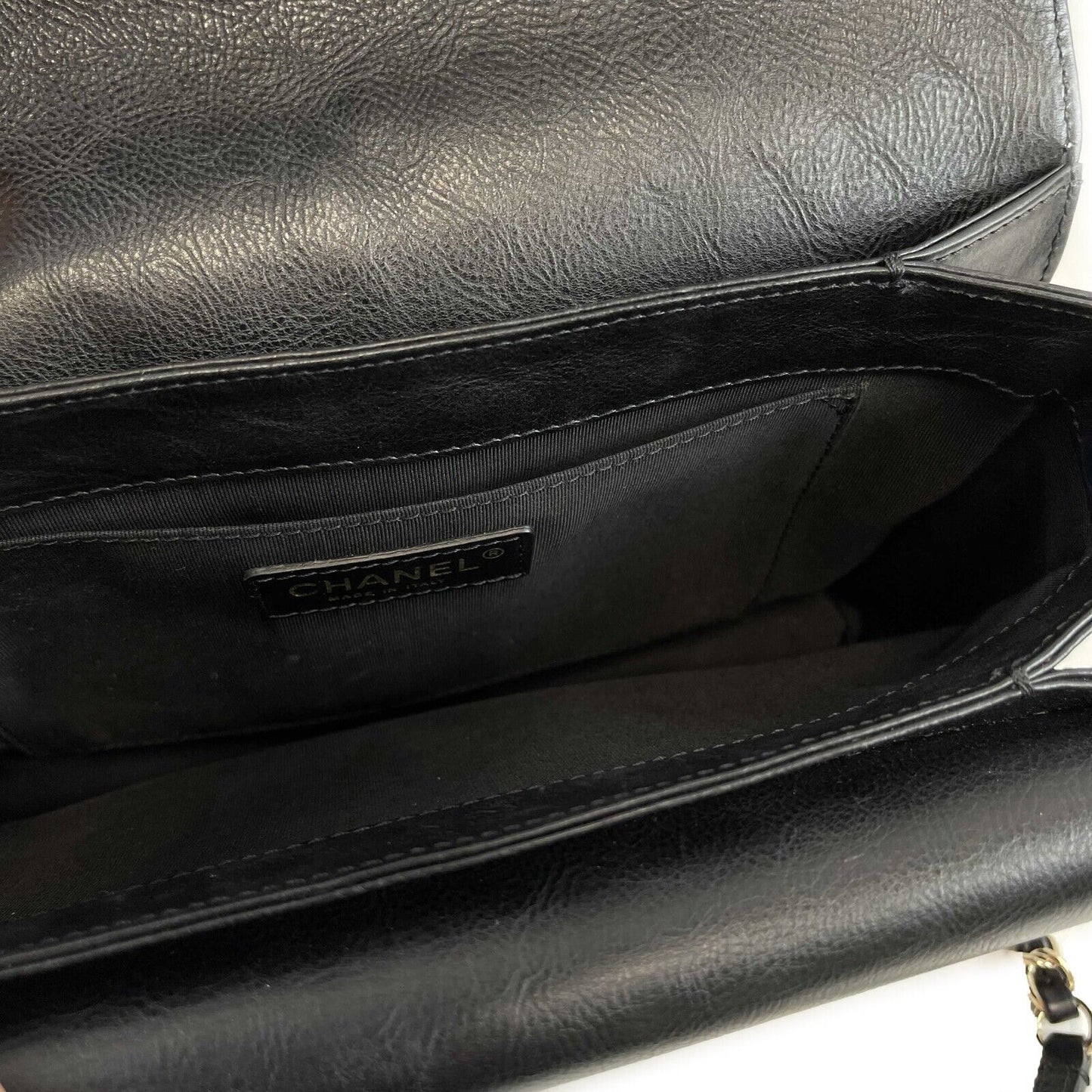 RARE Chanel Double Flap Pocket Medium CC Charm Black Handbag 2017