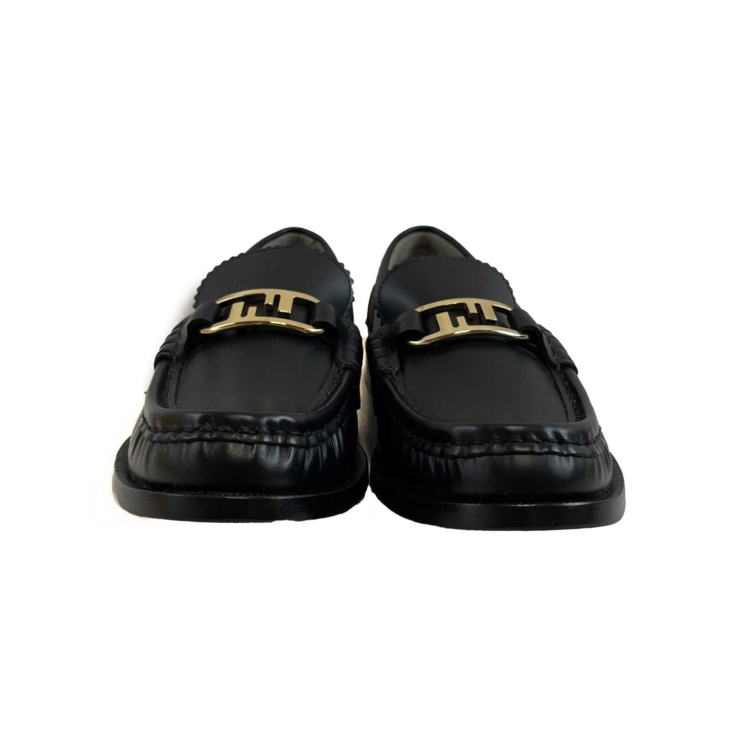 Fendi O'Lock Loafers Black 38 US 8 Women New With Box