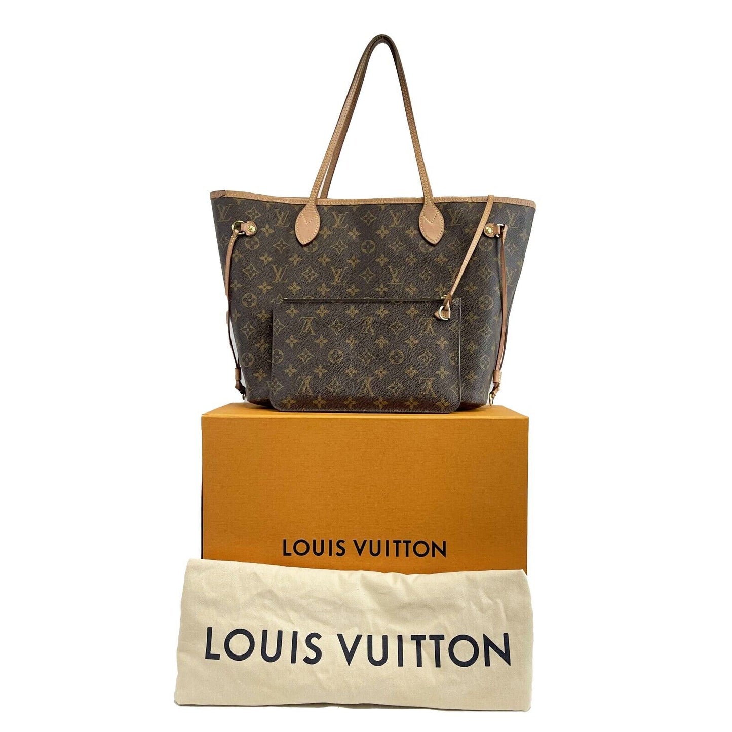 Louis Vuitton - LV Neverfull MM - Brown Monogram Tote w/ Pouch