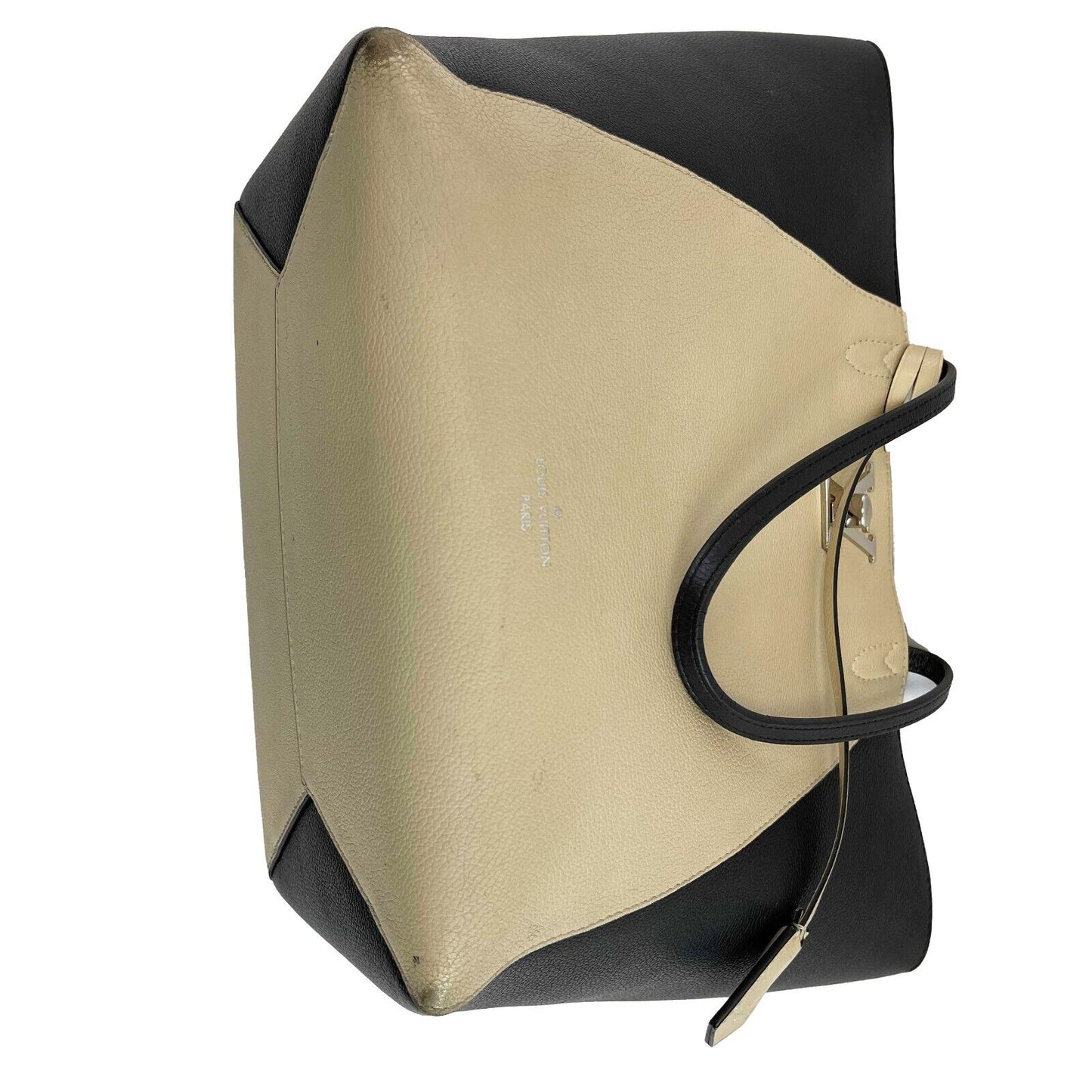 Louis Vuitton Twist Lock Me Go Tote Taurillon Beige and Black Handbag