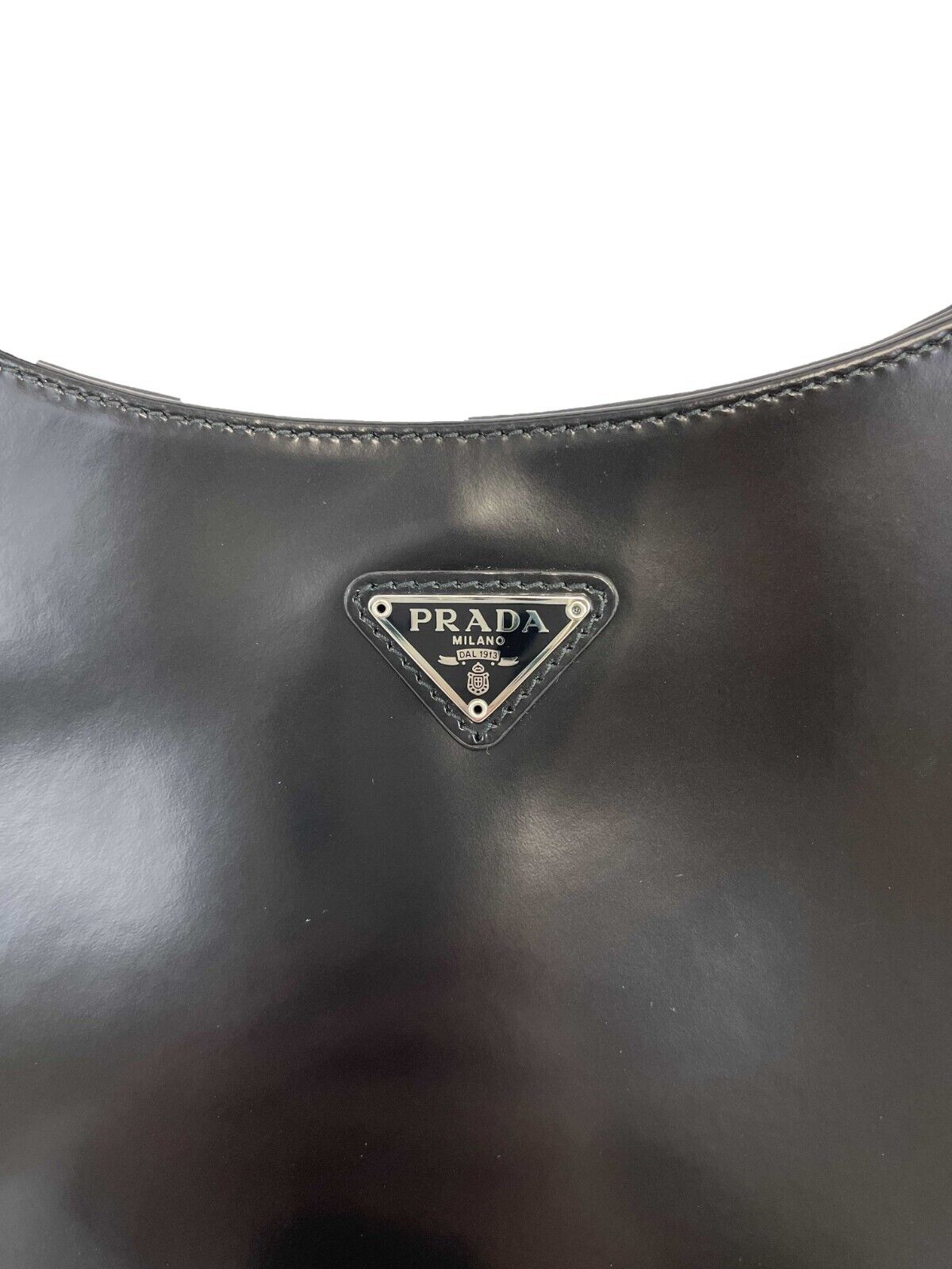 Prada New Cleo Brushed Leather Black Handbag