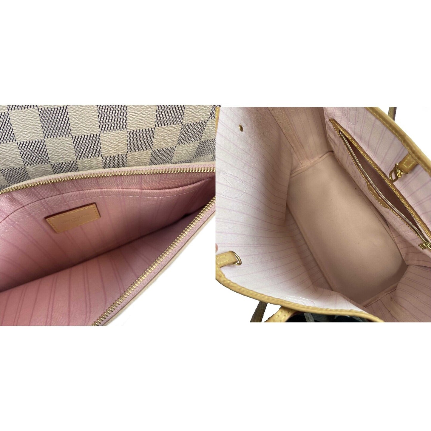 Louis Vuitton Neverfull MM Damier Azur W/Pouch White Handbag