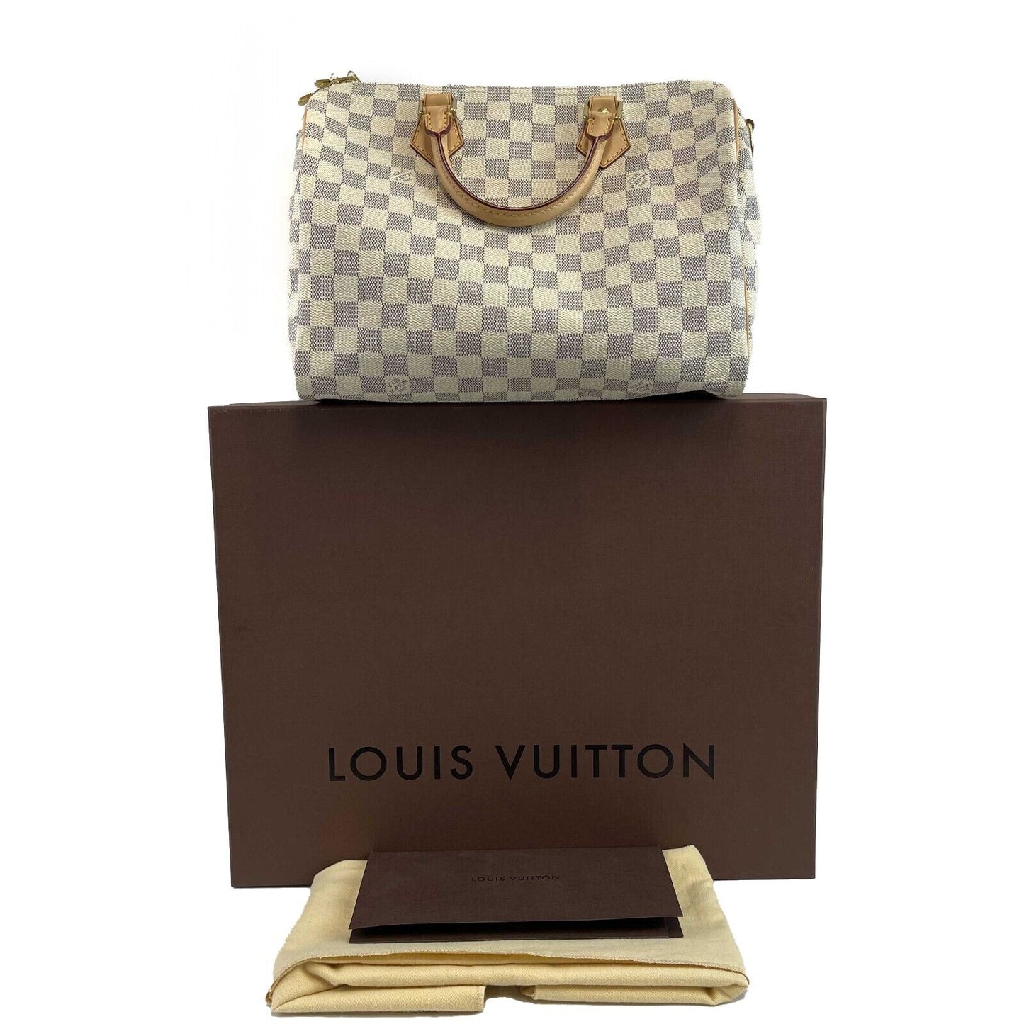 Louis Vuitton Speedy 30 Damier Azur White Handbag New w/ Box White