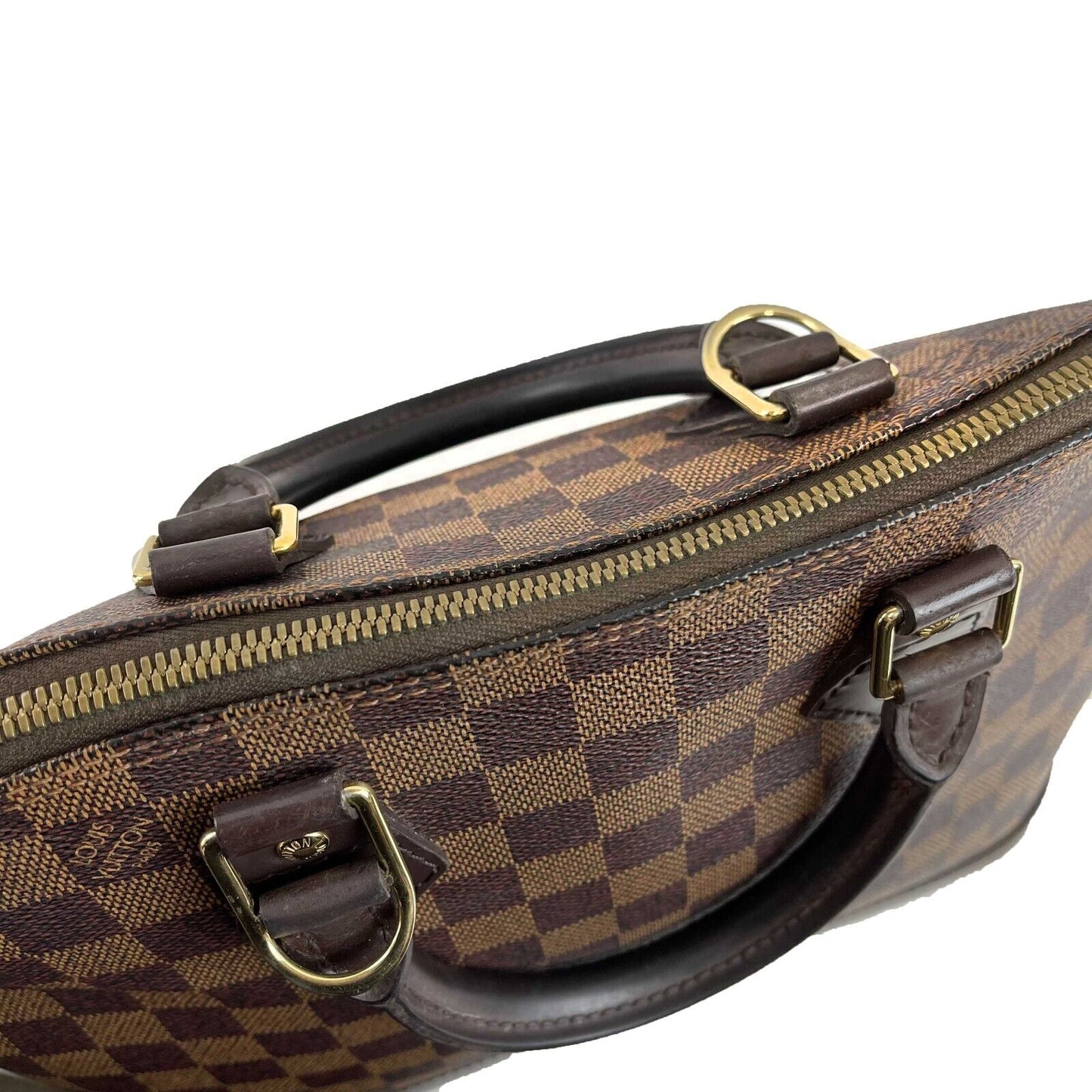 Louis Vuitton Alma Damier Ebene PM Brown Top Handle W/ Lock & Key