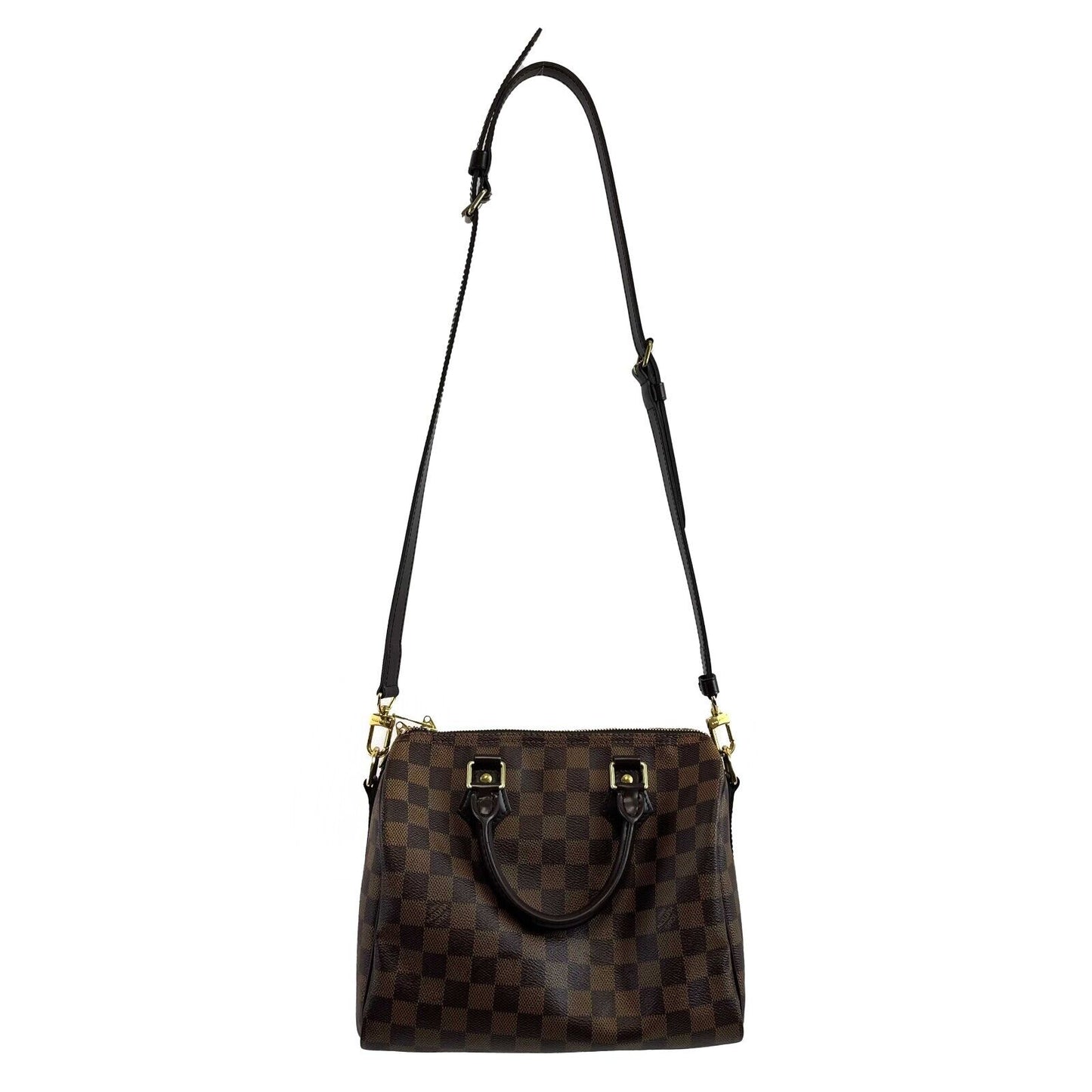 Louis Vuitton Speedy Bandoulier 25 Red Interior Damier Ebene Crossbody Brown