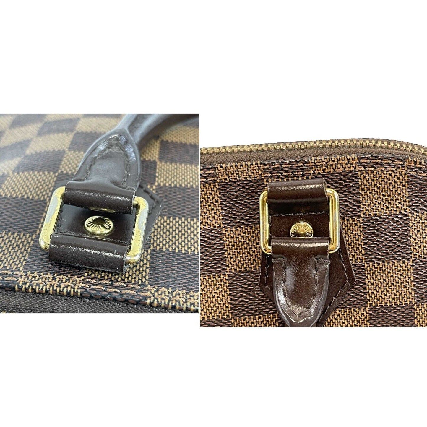 Louis Vuitton Alma Handbag Damier Ebene PM Brown W/ Lock & Keys