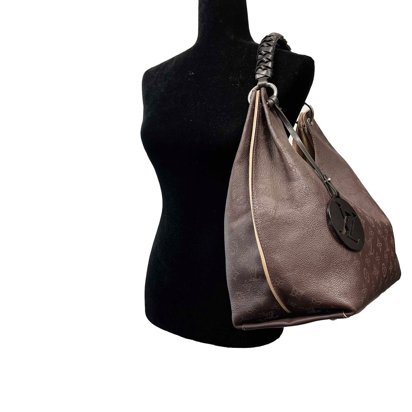 Louis Vuitton - Carmel Hobo Mahina Leather Brown Monogram Shoulder Bag w/ Charm