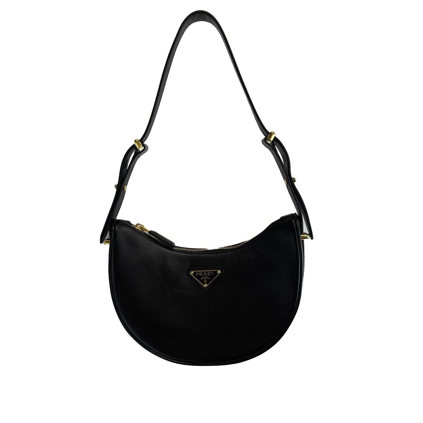 Prada Black Arqué leather shoulder bag Excellent Handbag w/box