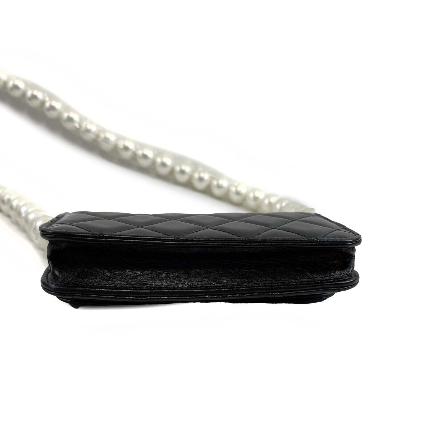 Chanel NEW Wallet on Chain Mini Black Giant Pearls Clutch Black Crossbody