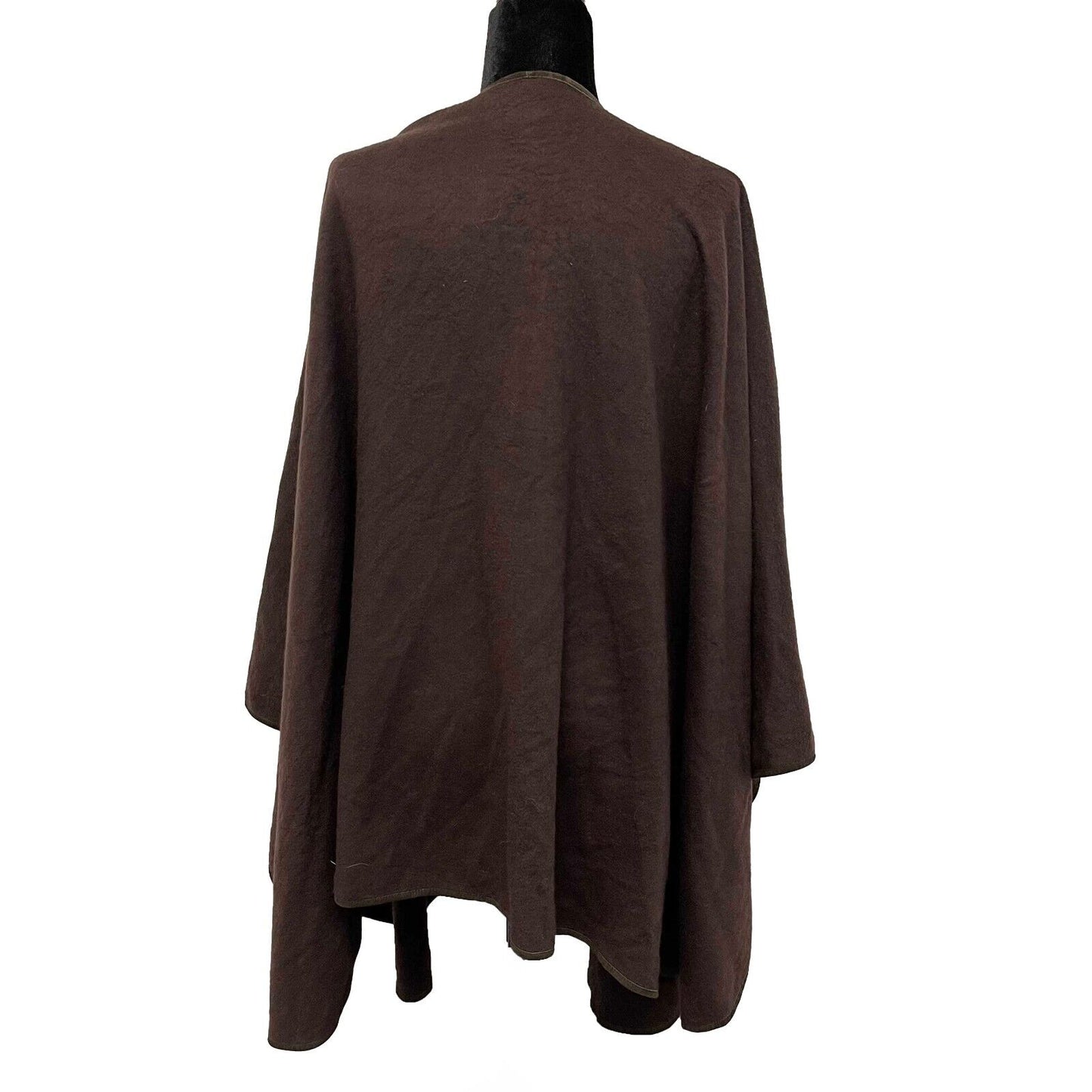 Loro Piana Shawl Espresso Brown Pure Cashmere Suede Trimmed Cape Cape One Size