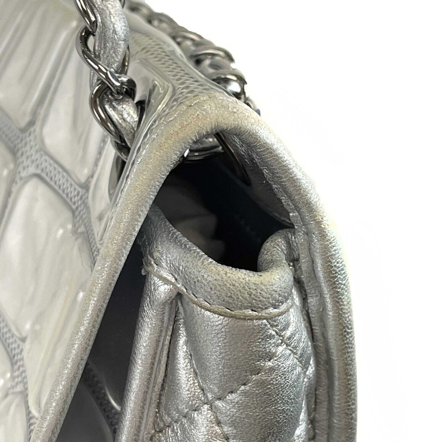 CHANEL - Ice Cube Silver PVC Medium CC Quilted Vinyl Single Flap Shoulder Bag