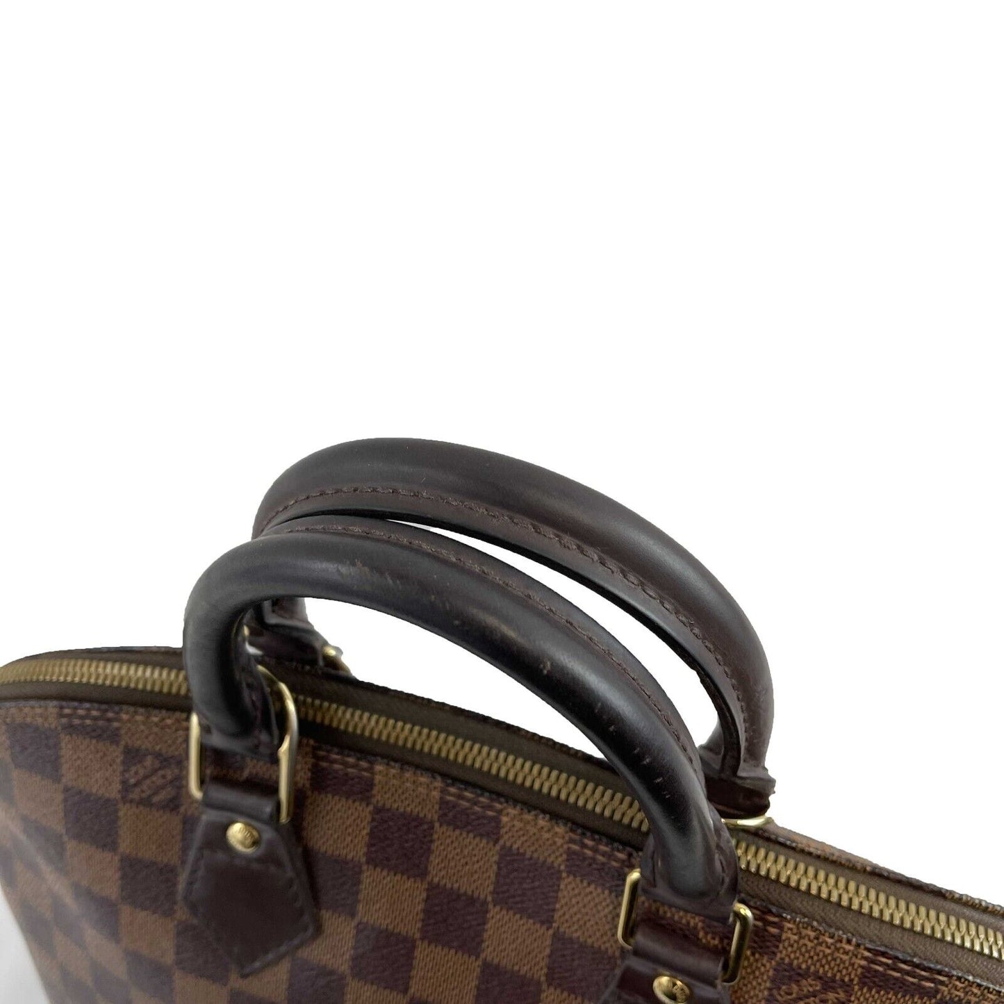 Louis Vuitton Alma Damier Ebene PM Brown Top Handle W/ Lock & Key
