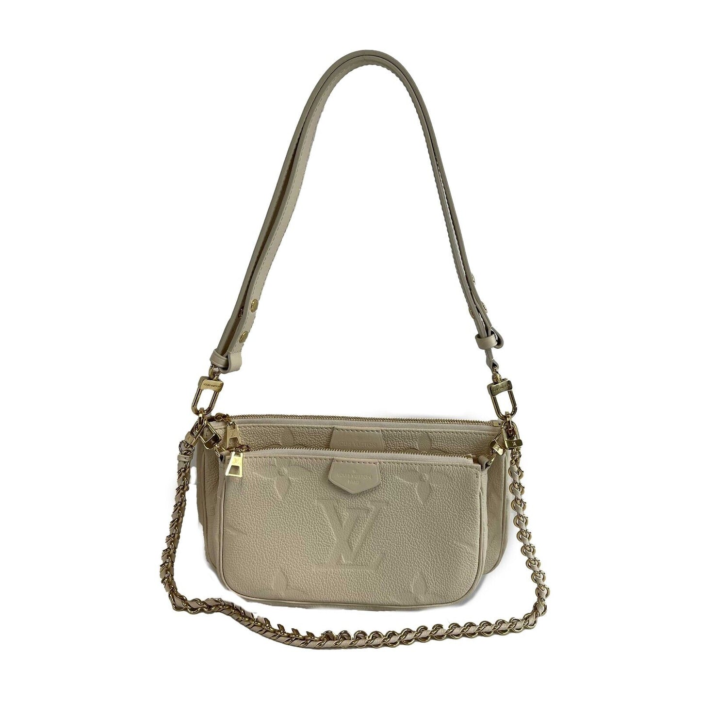 Louis Vuitton - NEW Cream Giant Monogram Empreinte Multi Pochette Accessories
