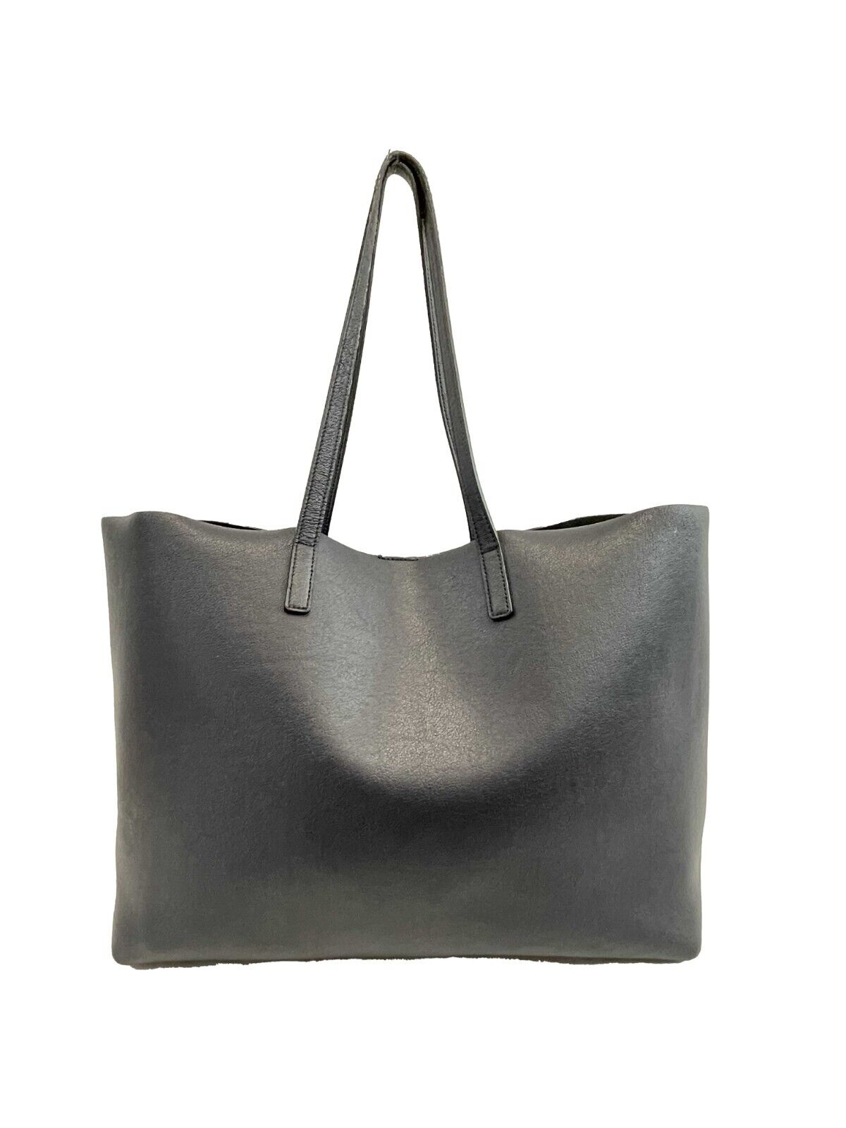 Saint Laurent Large Leather Shopper Tote - Navy Blue Shoulder Bag