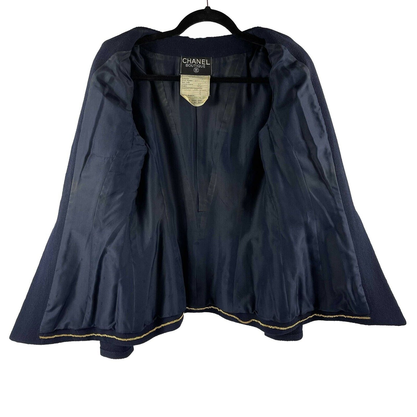 CHANEL - Vintage Navy Suit CC Buttons - Jacket / Skirt Set 40 US 8
