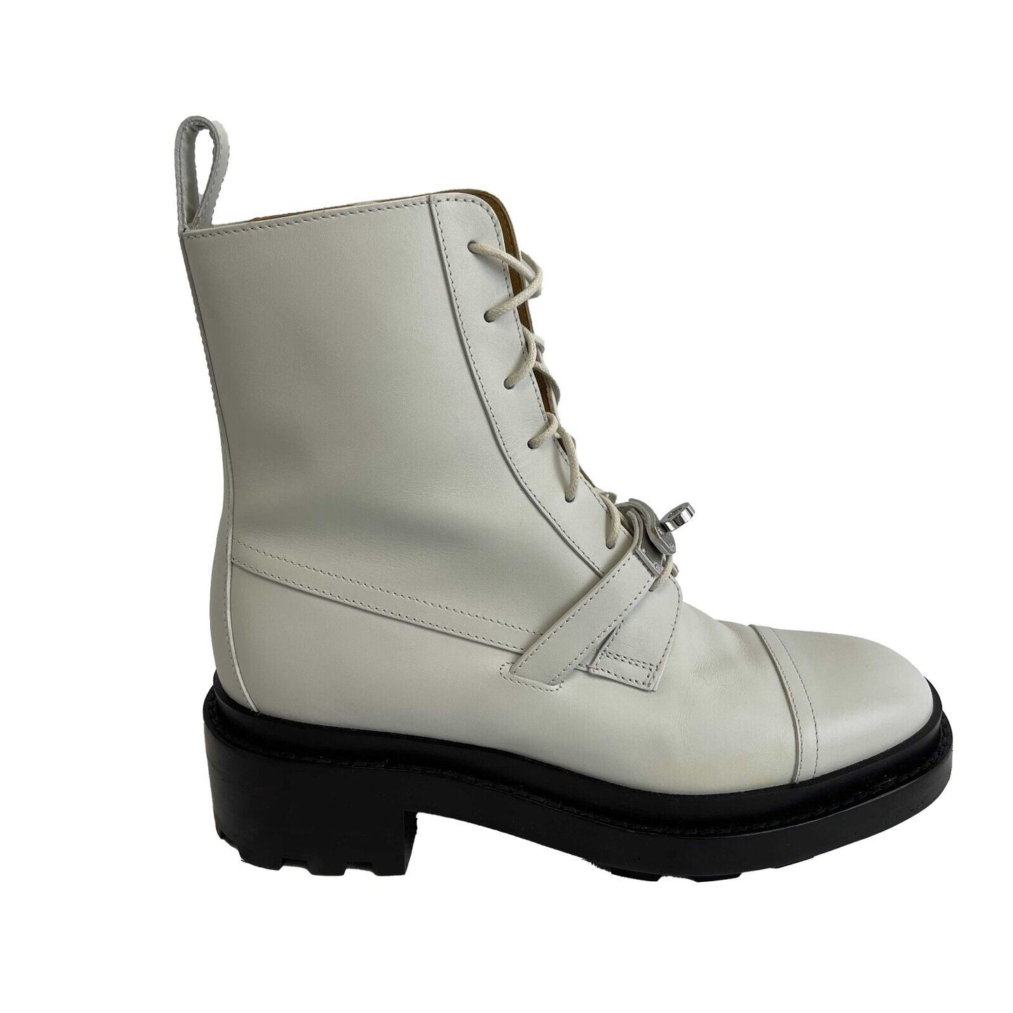 Hermes - Excellent - Funk Ankle Boots - Off White, Black - 37 / US 6