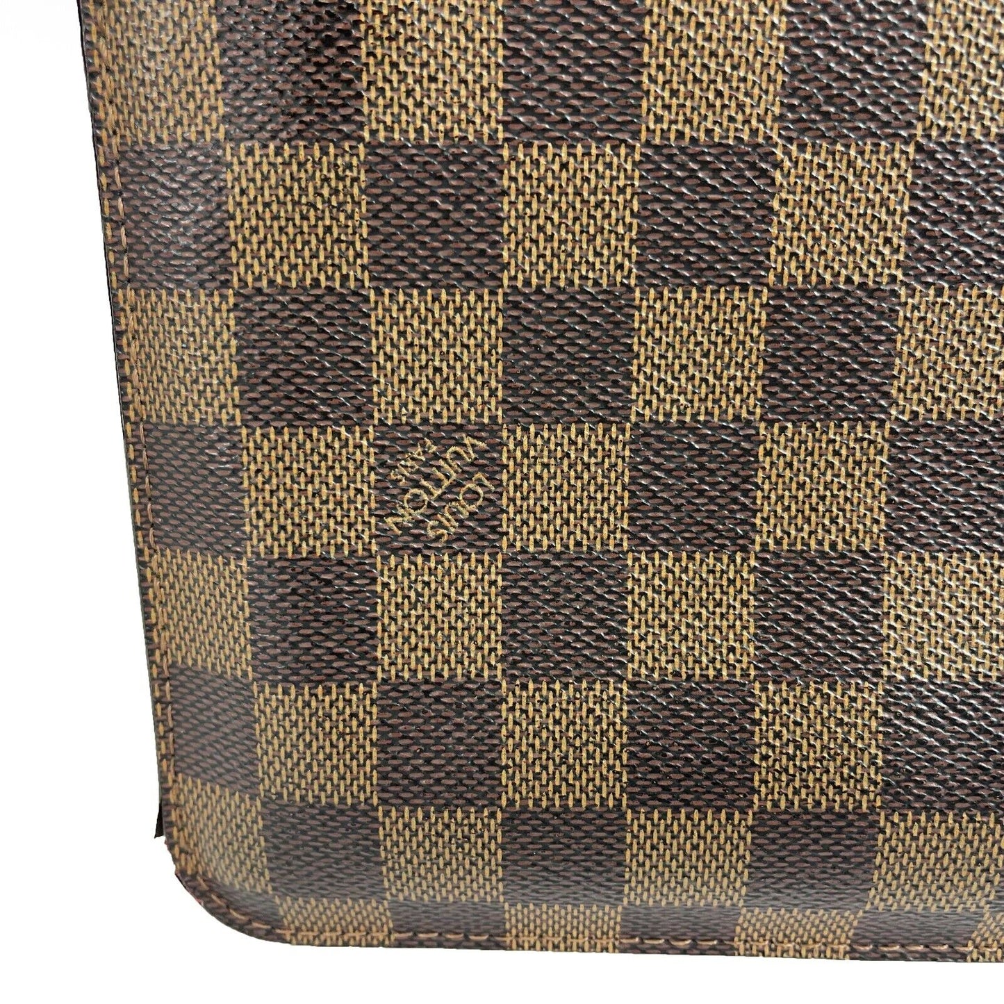 Louis Vuitton - LV - Damier Ebene Pouch Medium Wristlet Clutch Red Interior