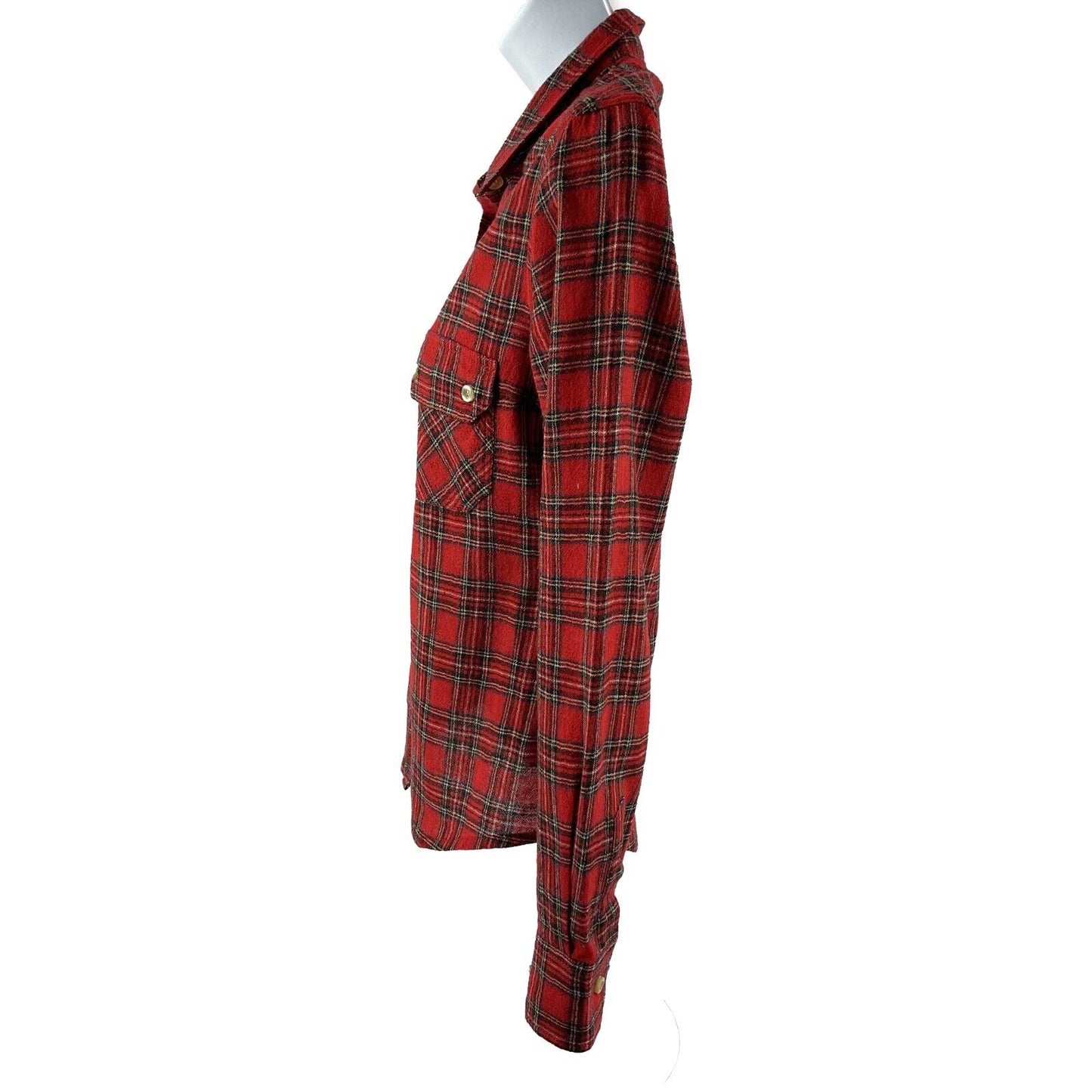 Isabel Marant - Plaid Wool Button Long Sleeve Red Top - US XXS