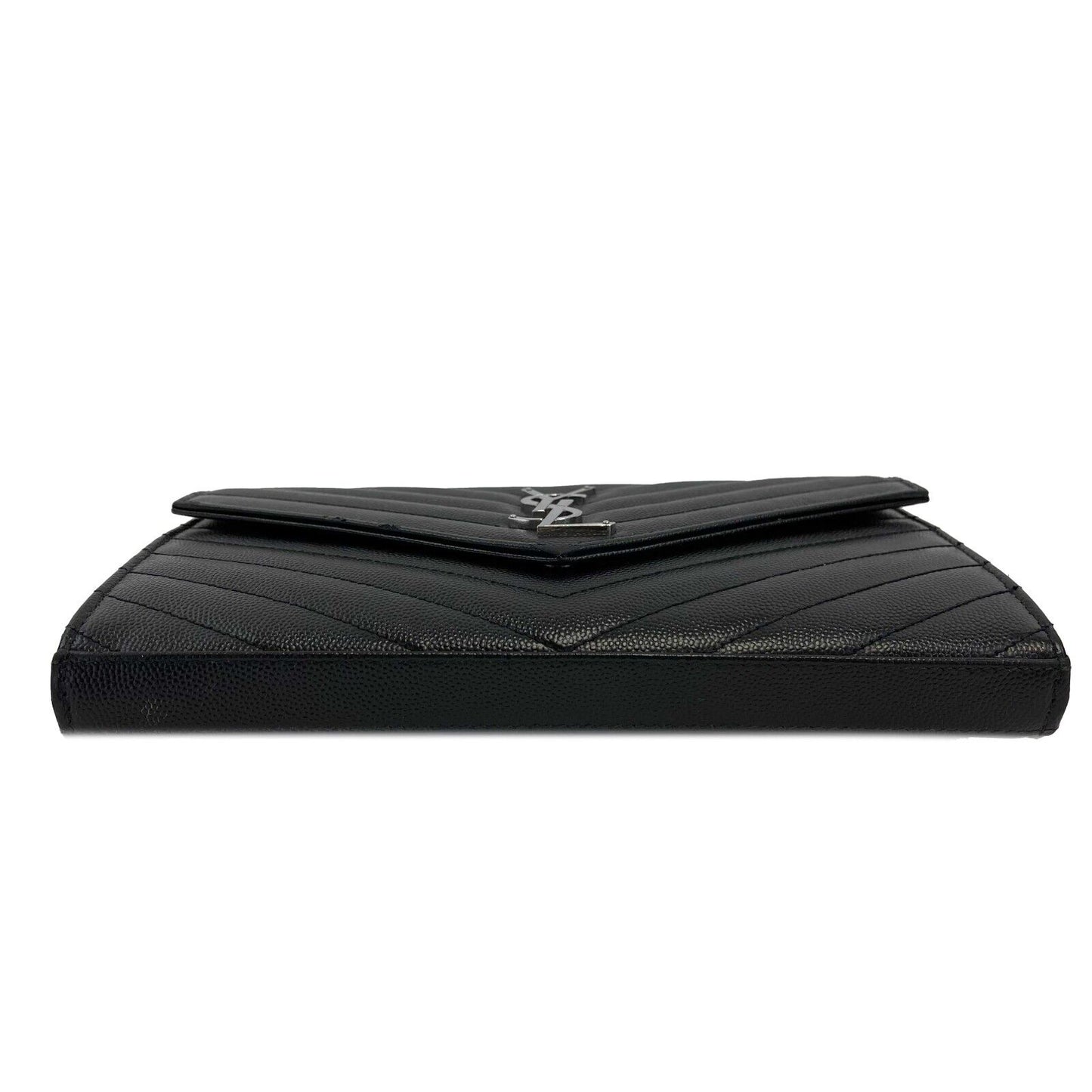 Saint Laurent Cassandre Matelassé Chain Wallet in Grain de Poudre Embossed