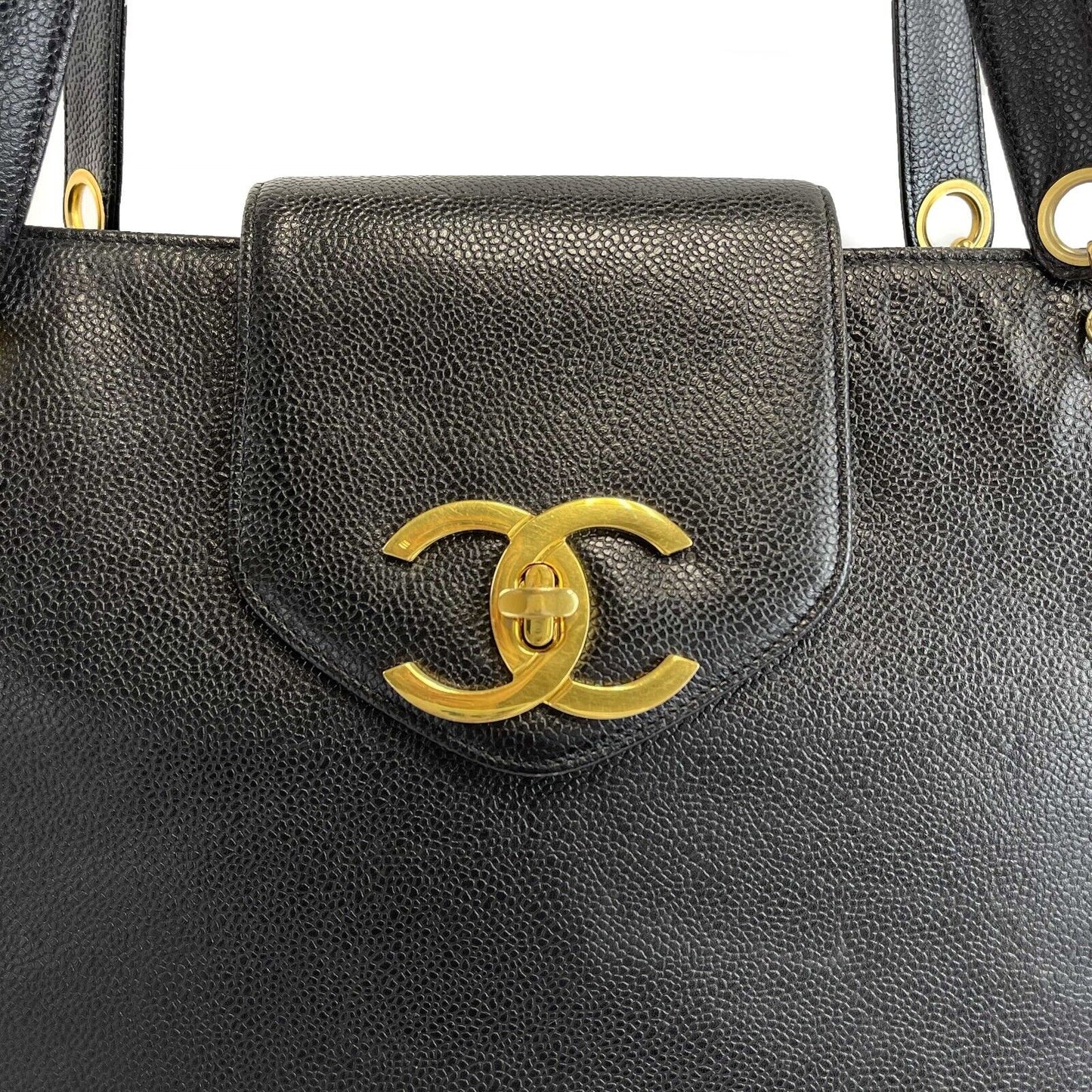 CHANEL - Vintage Supermodel Weekender Bag - Large CC Black Tote / Shoulder Bag