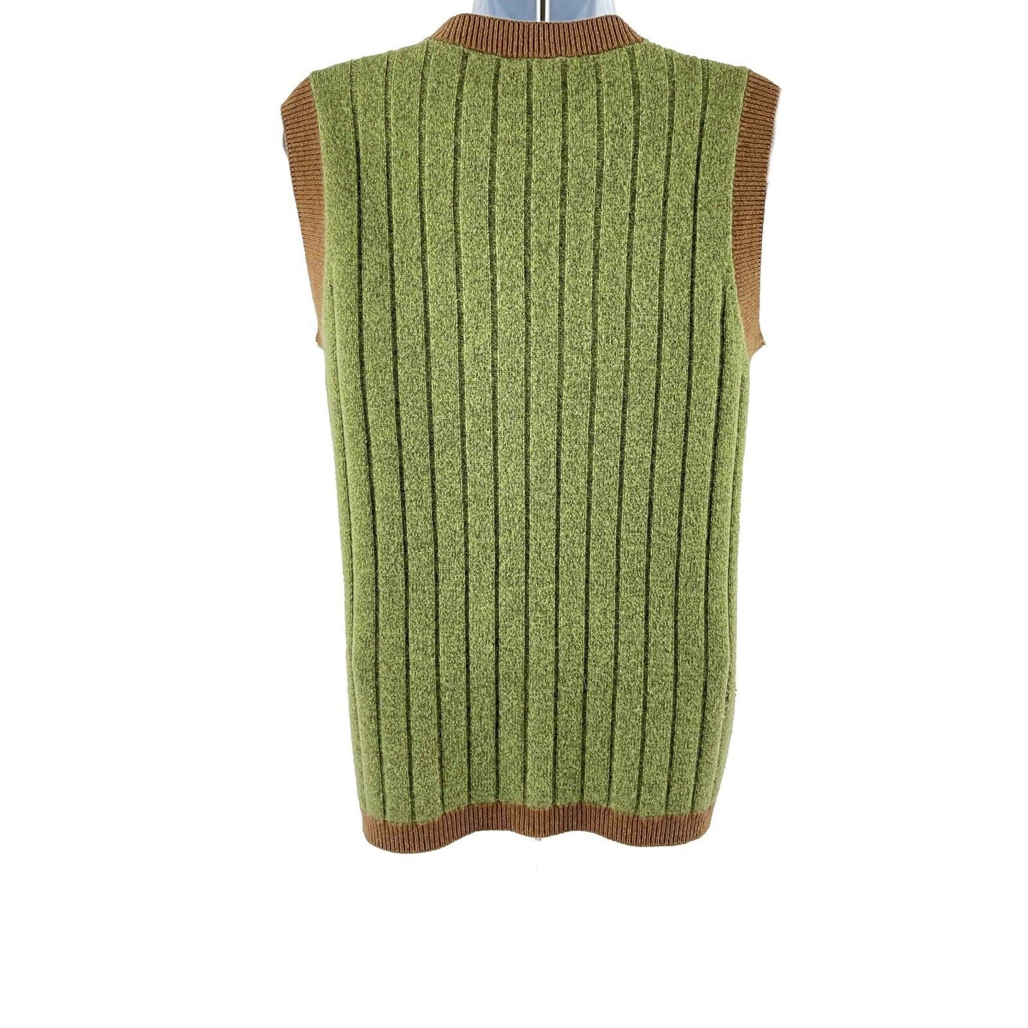 CHANEL 1997 Sweater Set Turtleneck / Vest - CC Green Ribbed Cashmere 42 US 10 97A
