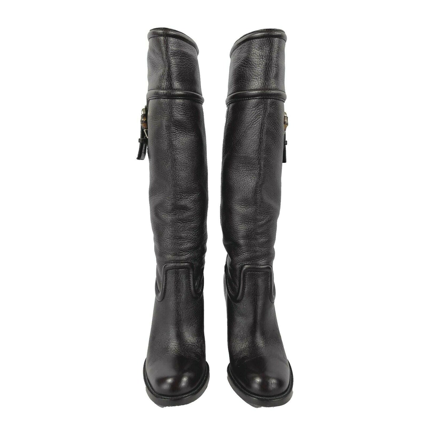 GUCCI - Bamboo Tall Knee Length Boots - Brown - Block Heel 37.5 Fits like US 7