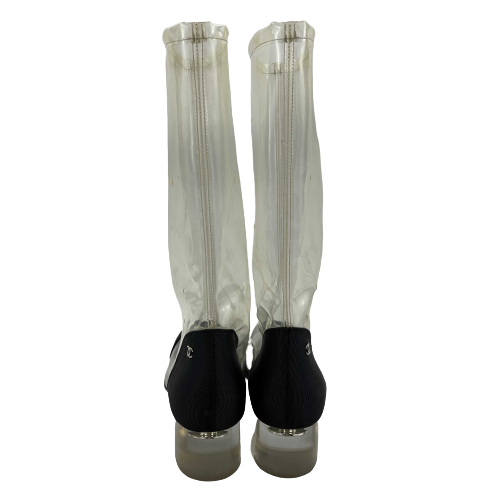 CHANEL - 18S Capped Toe CC PVC Mid-Calf Boots - 38 US 8