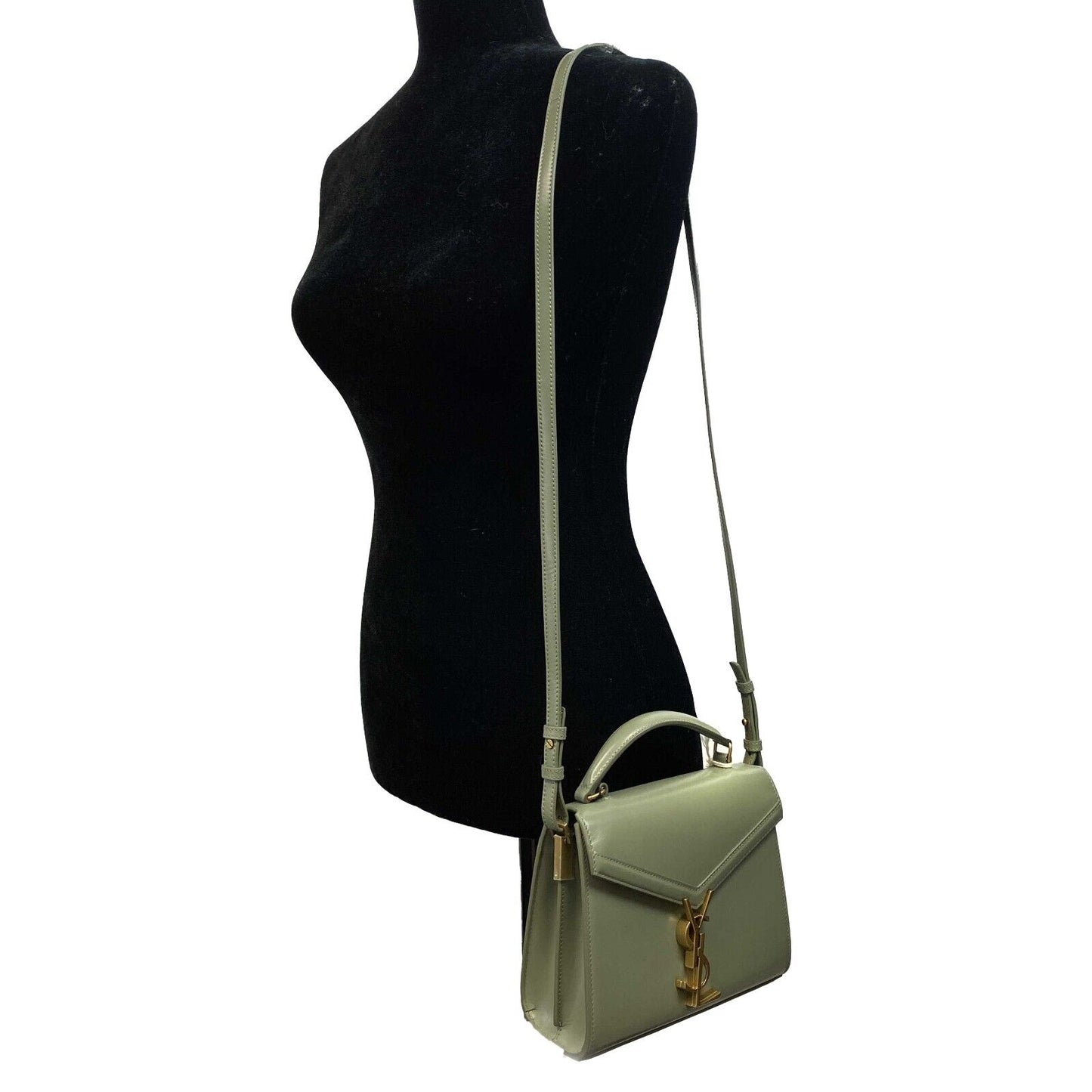 Saint Laurent - YSL - Cassandra Mini Top Handle in Box Leather - Light Sage