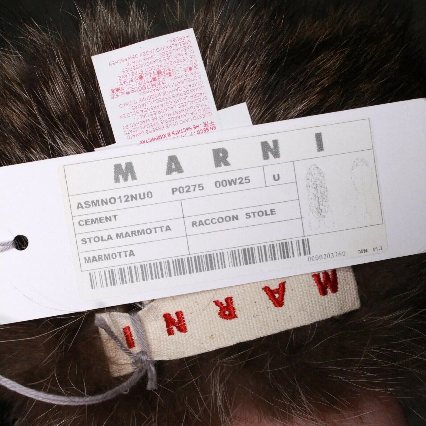 Marni - New w/ Tags - Belted Brown Raccoon Stole Scarf - One Size